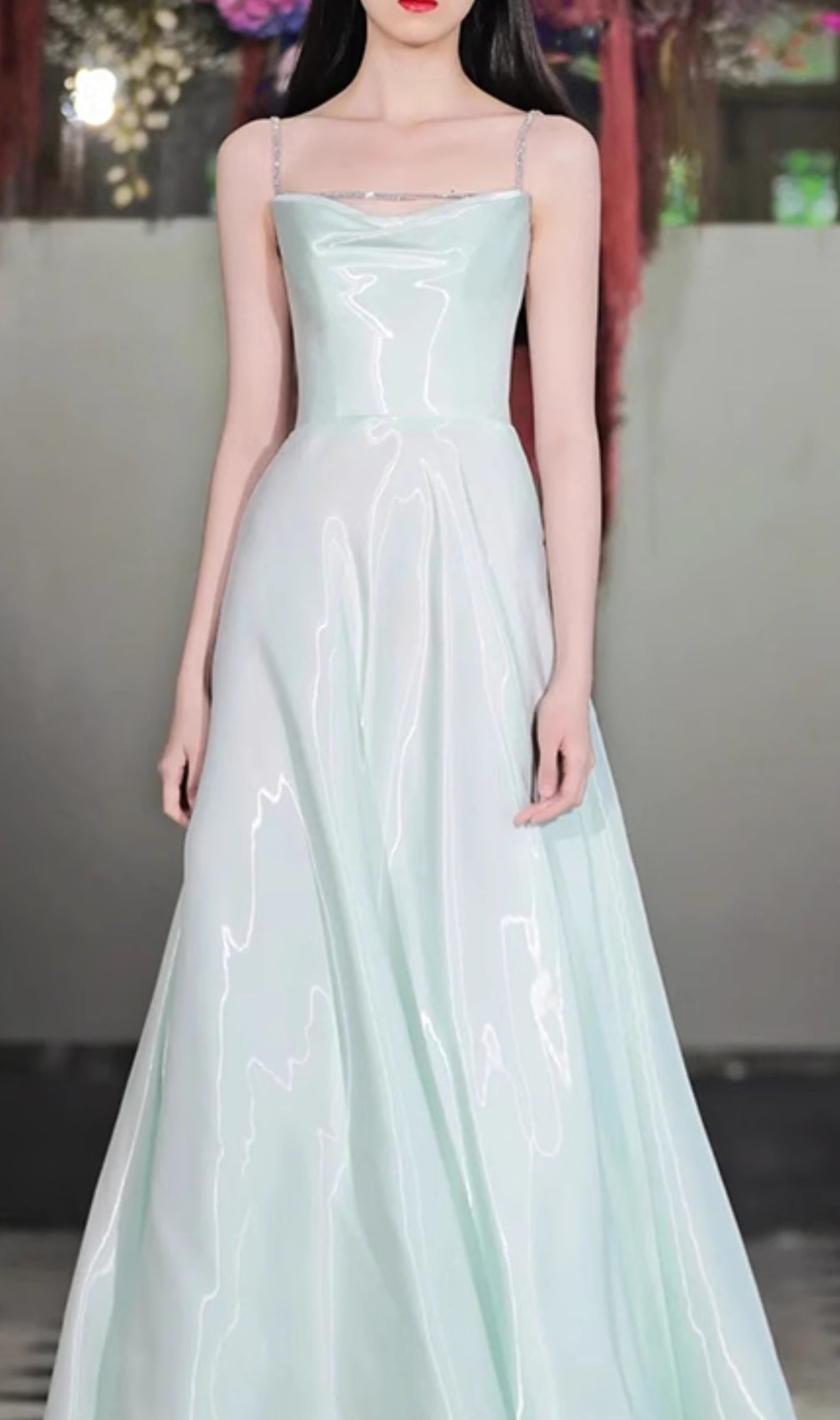 Coleka Aqua Strappy Satin Maxi Dress