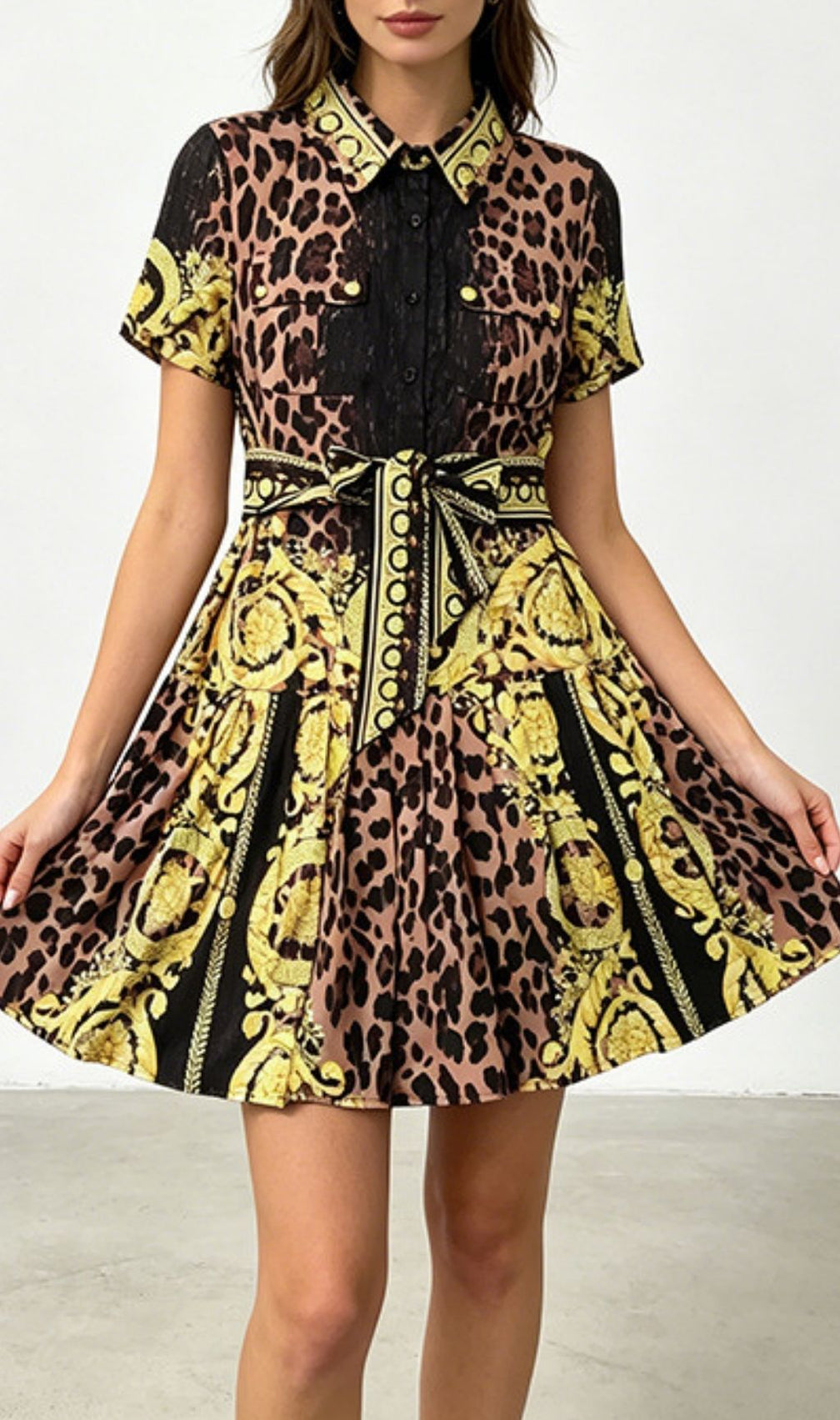 Klee Leopard Printed Mini Dress