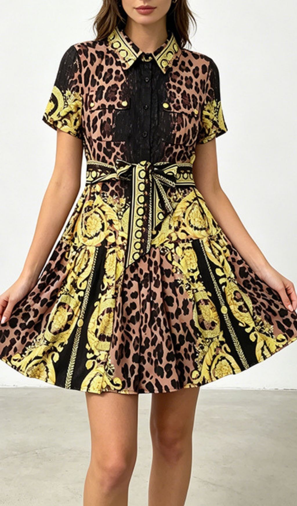 Klee Leopard Printed Mini Dress