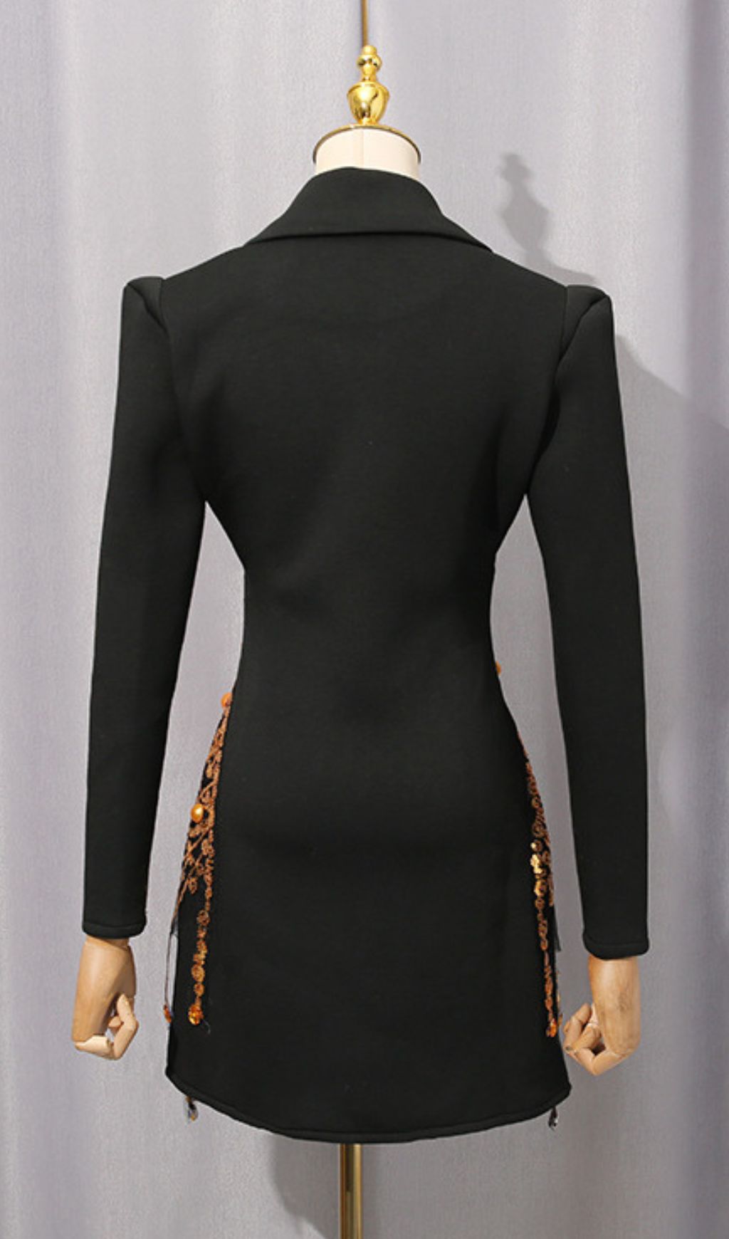 Isak Dazzling Black Sequin Beaded Mini Blazer Dress – Glamorous Event Wear