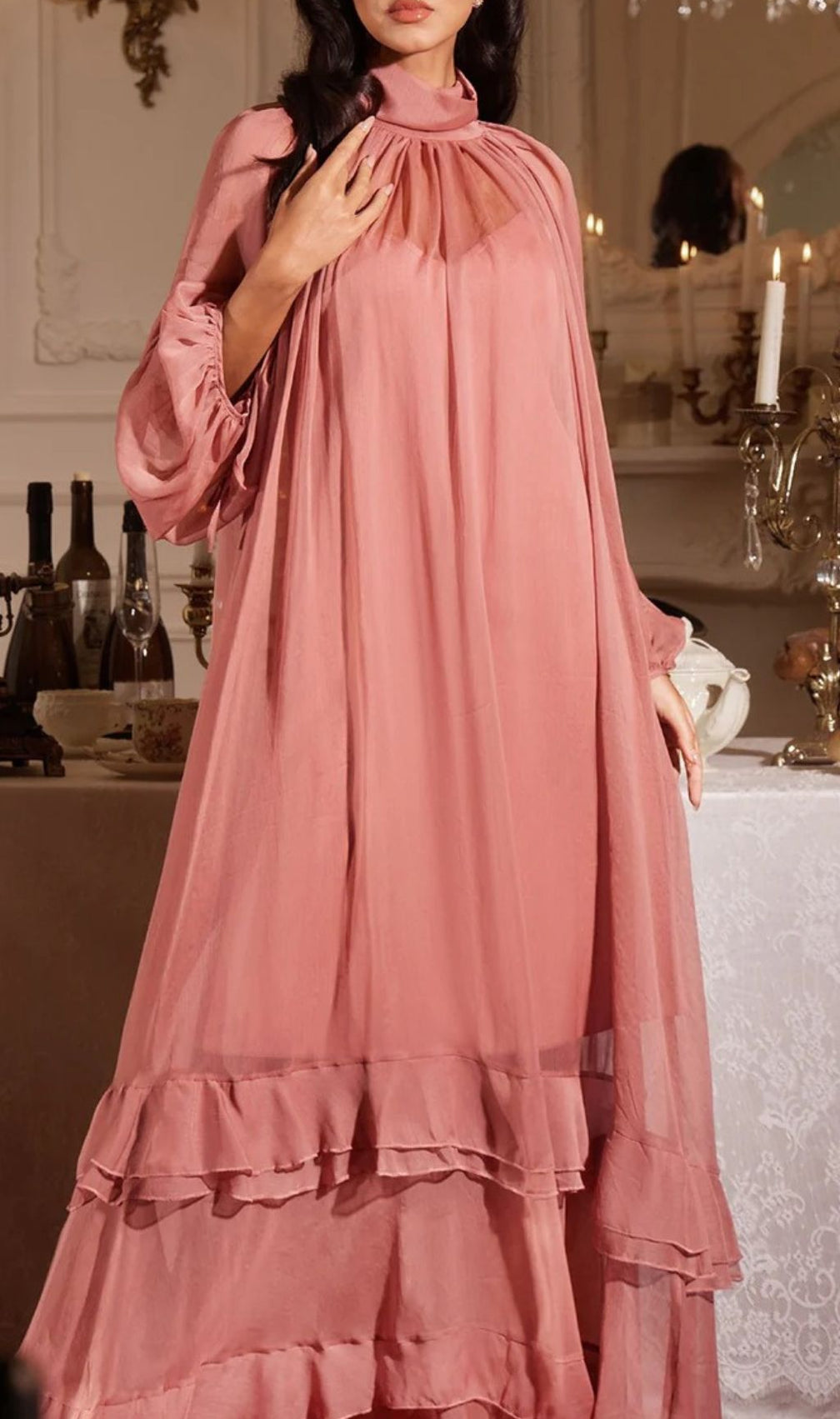 Jedrzej Romantic Ruffle Maxi Dress | Flowy Long Sleeve Gown for Women