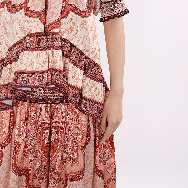 Jono Bohemian Paisley Printed Two-Piece Maxi Set for Women