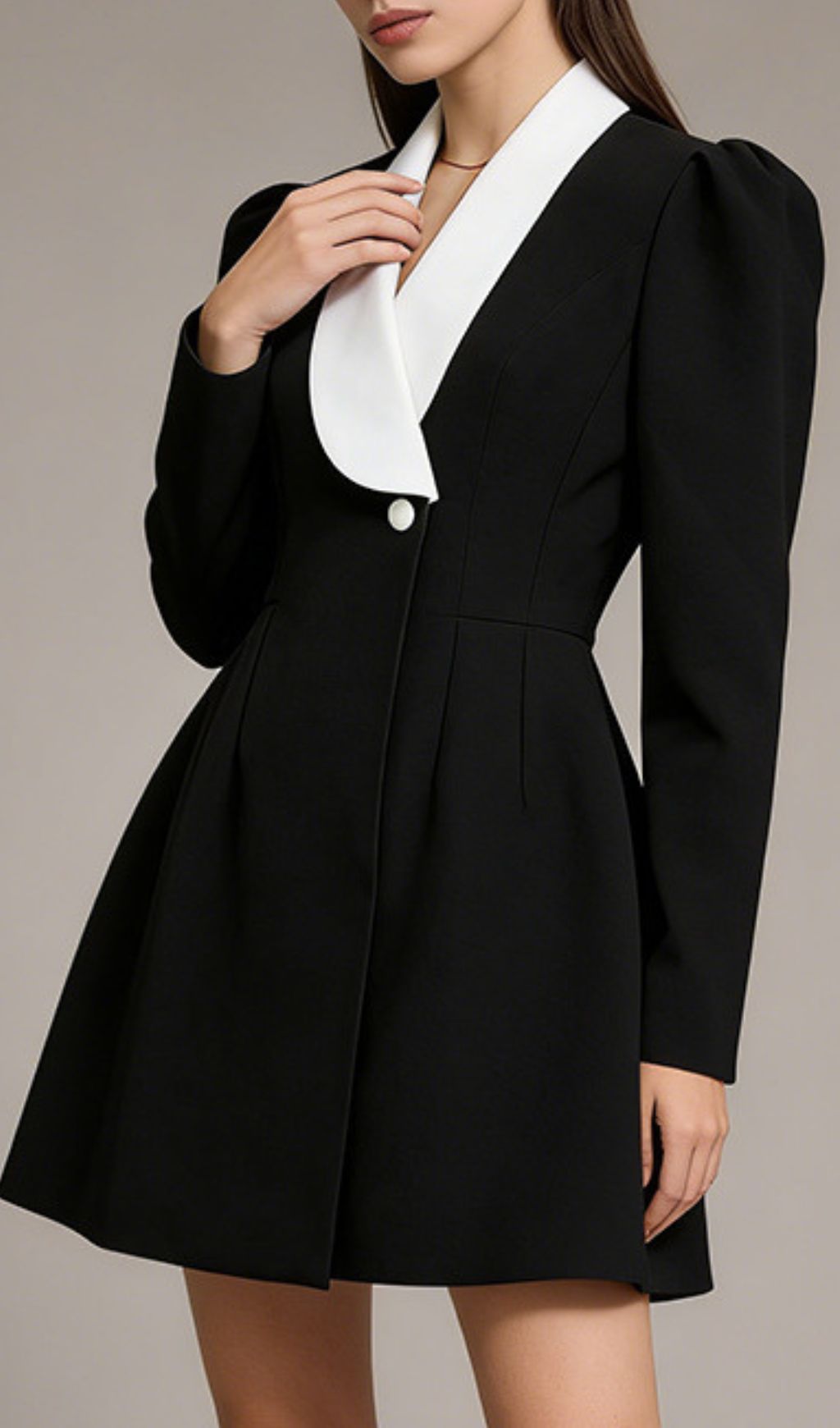 Jamala Chic Power Blazer Dress with Contrast Lapels