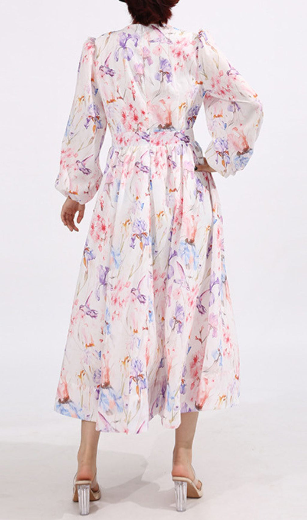 Elswith V-Neck Long Sleeve Floral Midi Dress