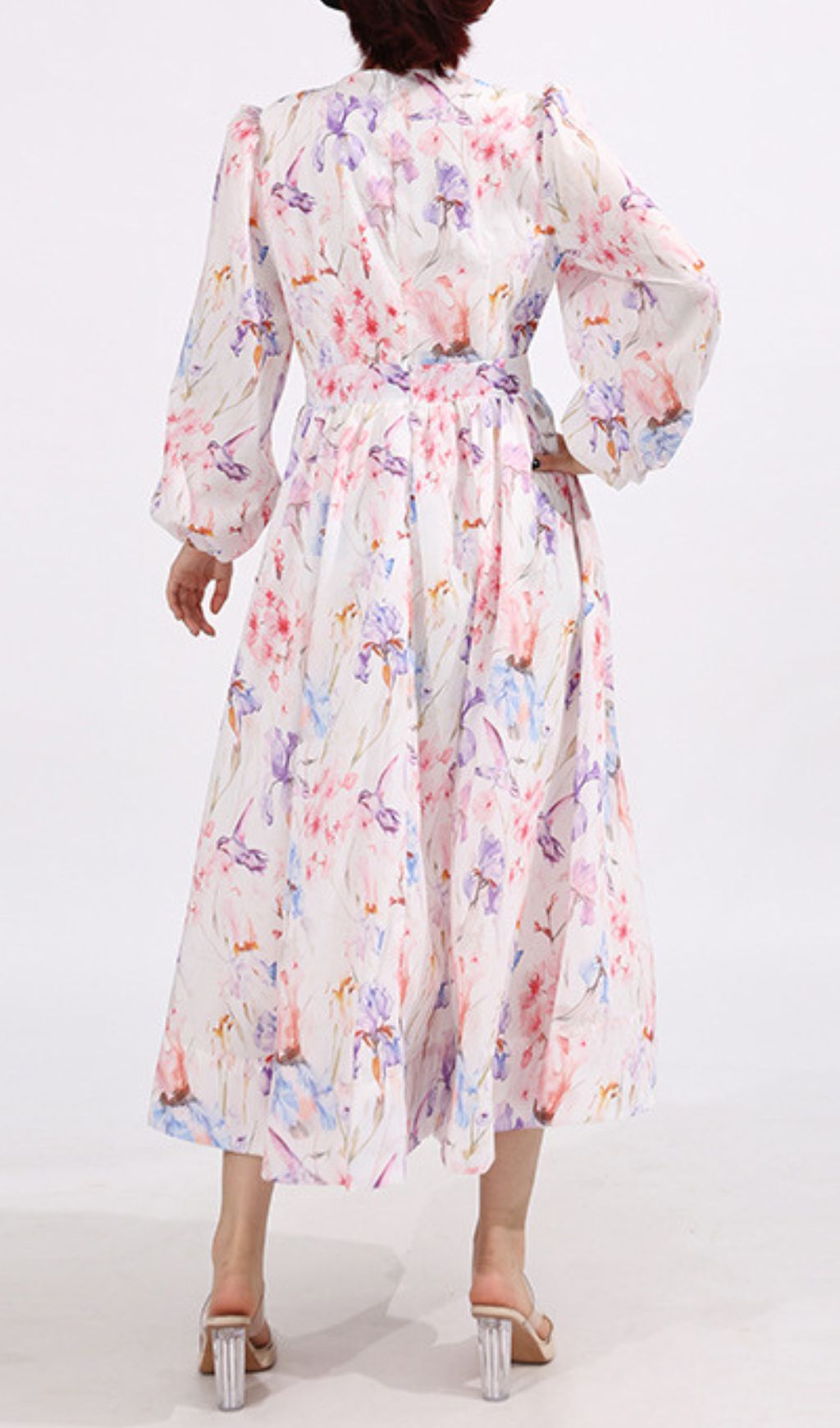 Elswith V-Neck Long Sleeve Floral Midi Dress