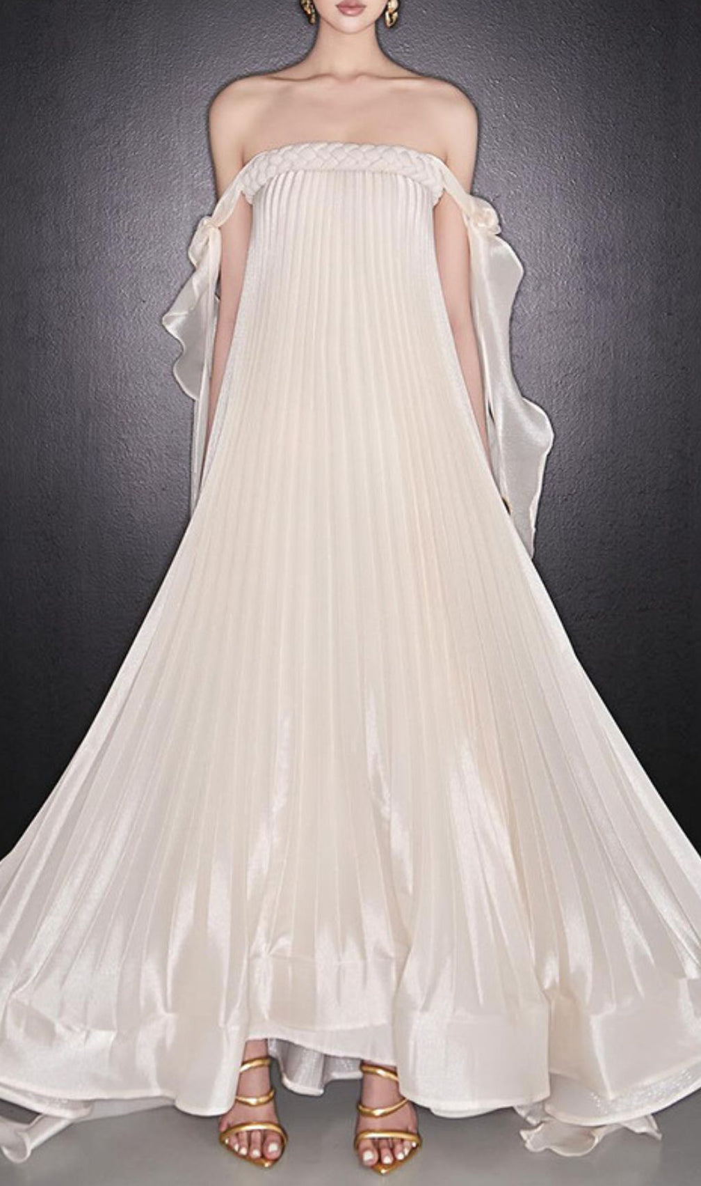 Imogene Ethereal Pleated Maxi Gown | Strapless Elegant Evening Dress