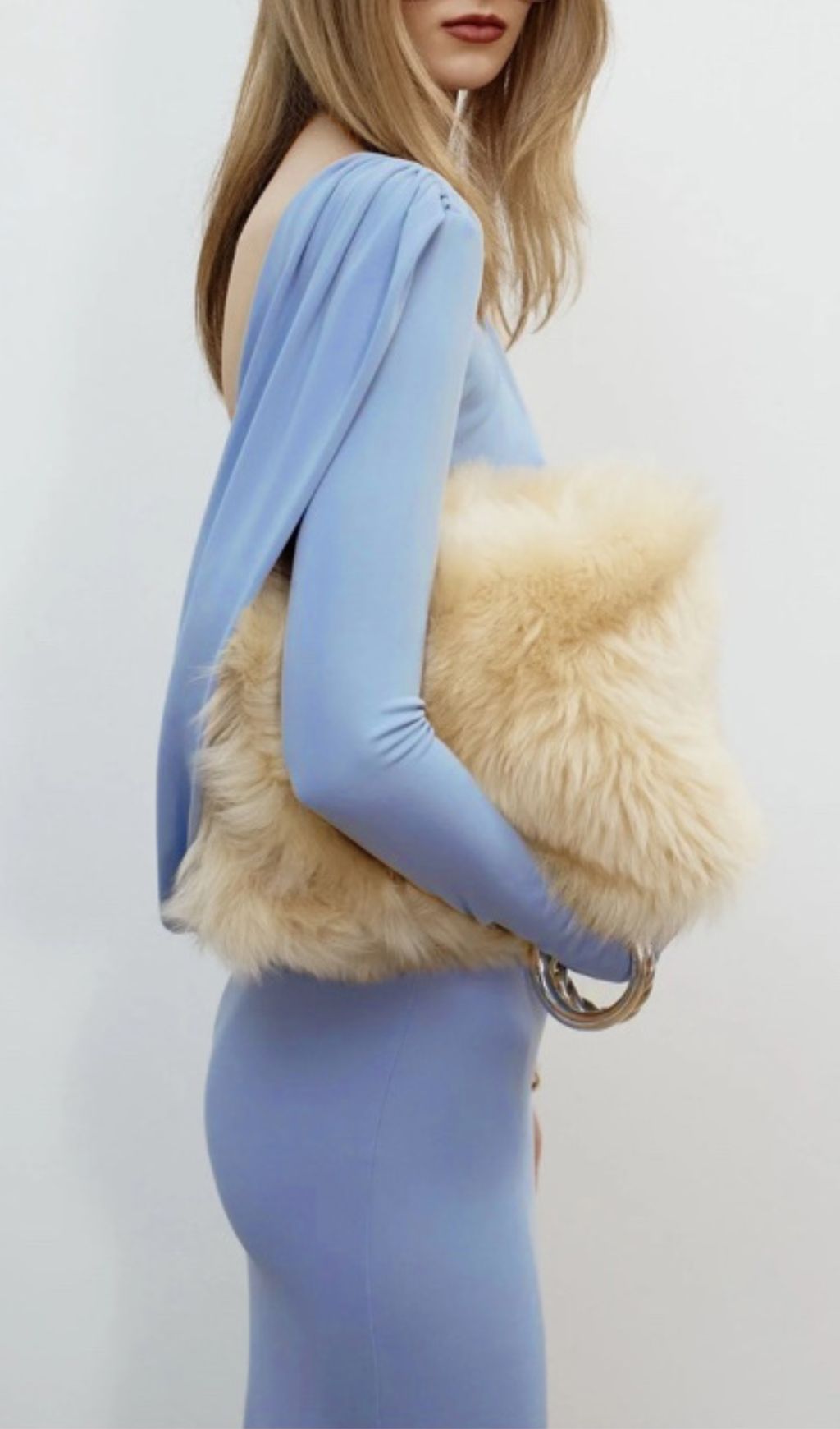 Isabis Periwinkle Blue Backless Maxi Gown | Elegant Long Sleeve Evening Dress