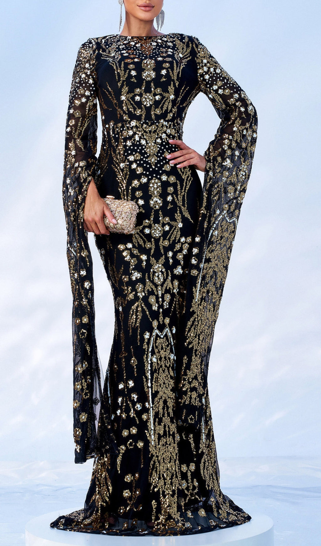 Cicely Gold Sequin Maxi Dress