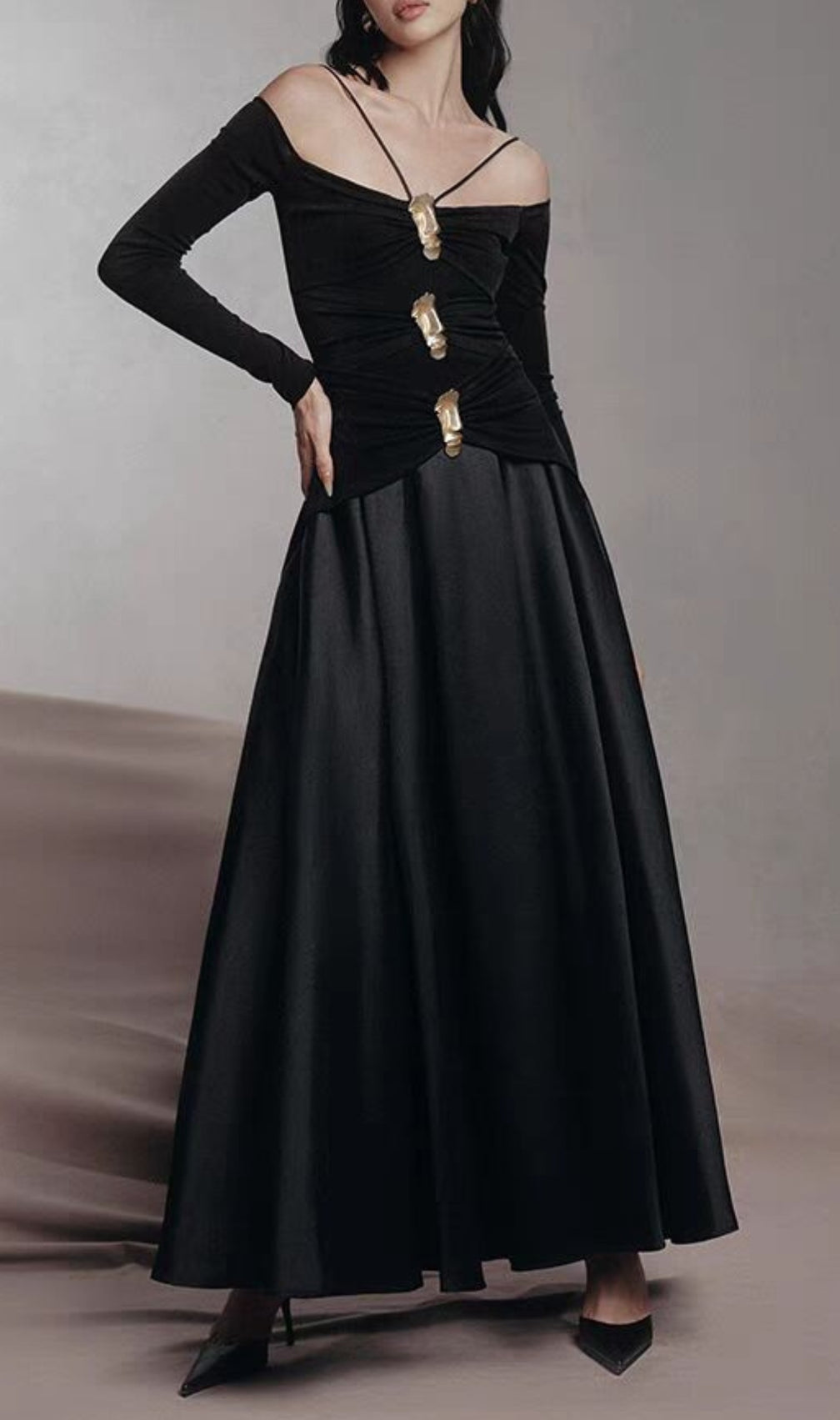 Cailin Long Sleeve Ruched Maxi Dress
