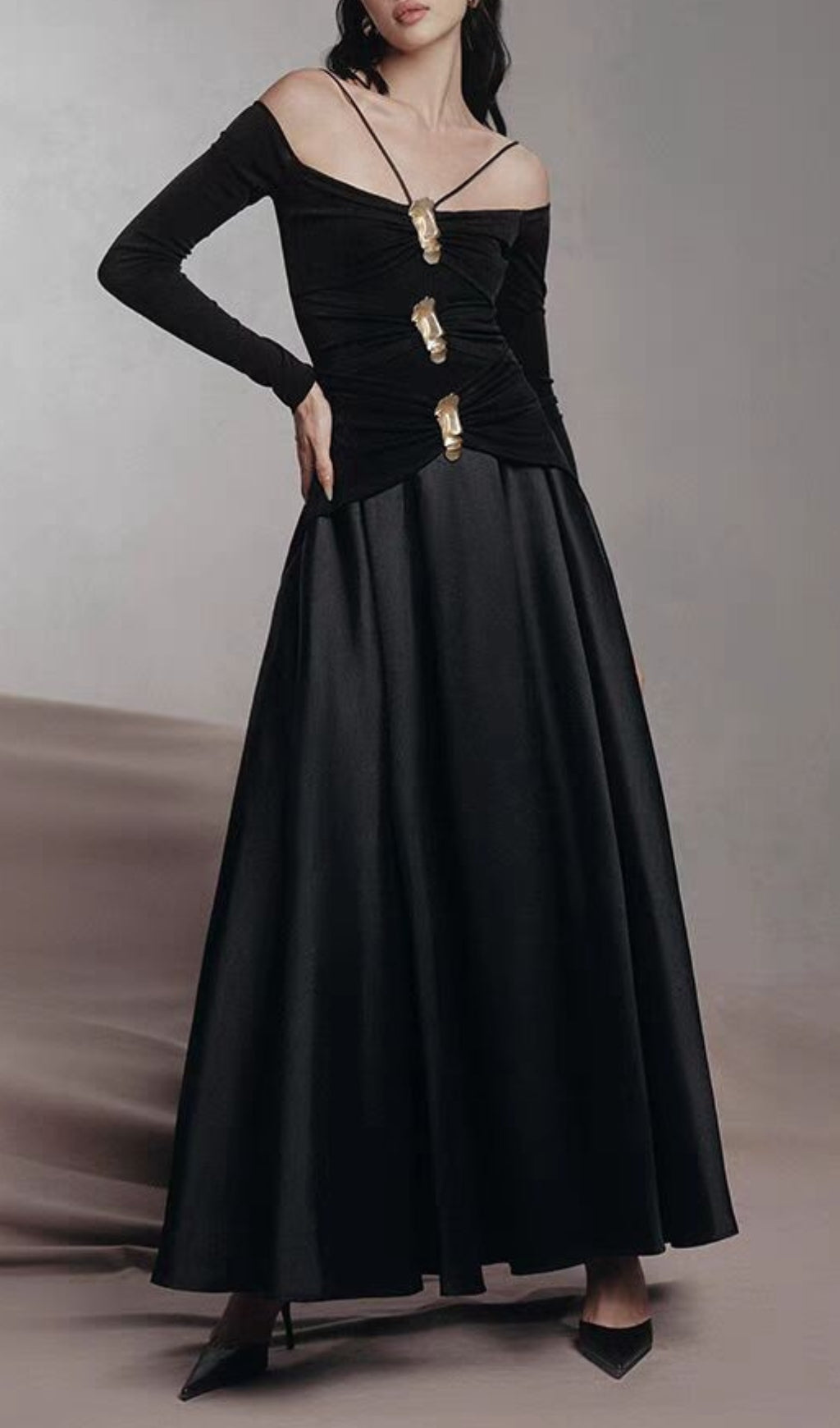 Cailin Long Sleeve Ruched Maxi Dress