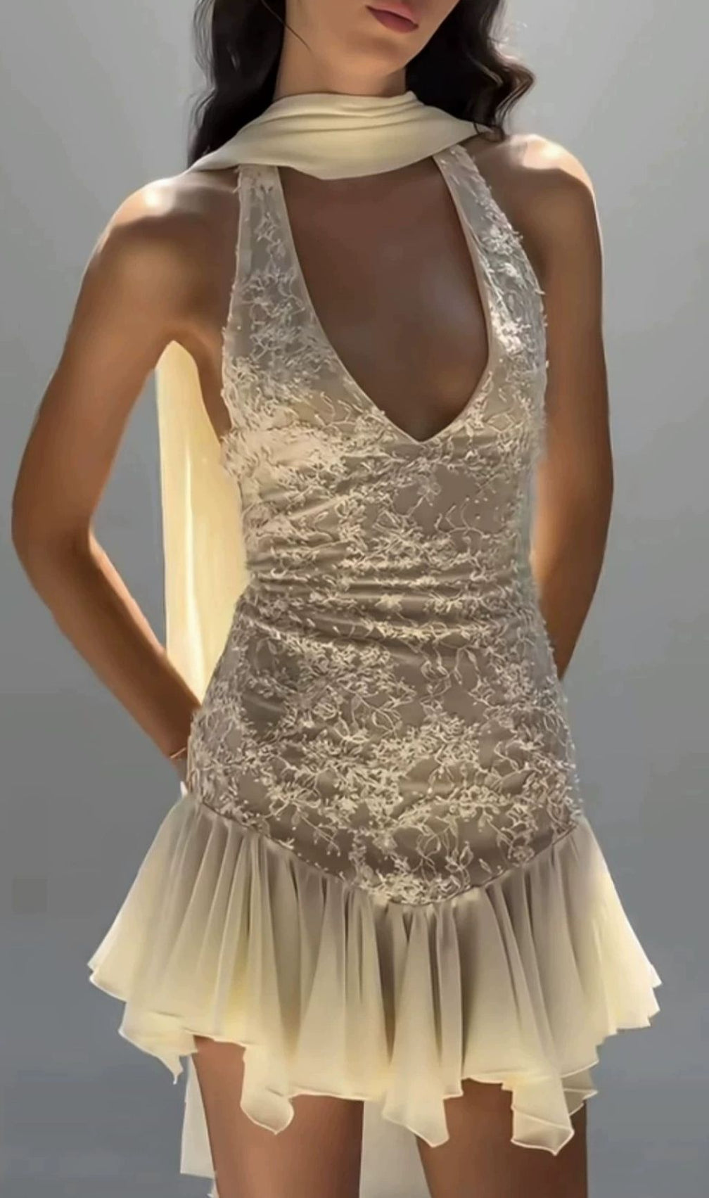 Kleio Sleeveless Lace Mini Dress