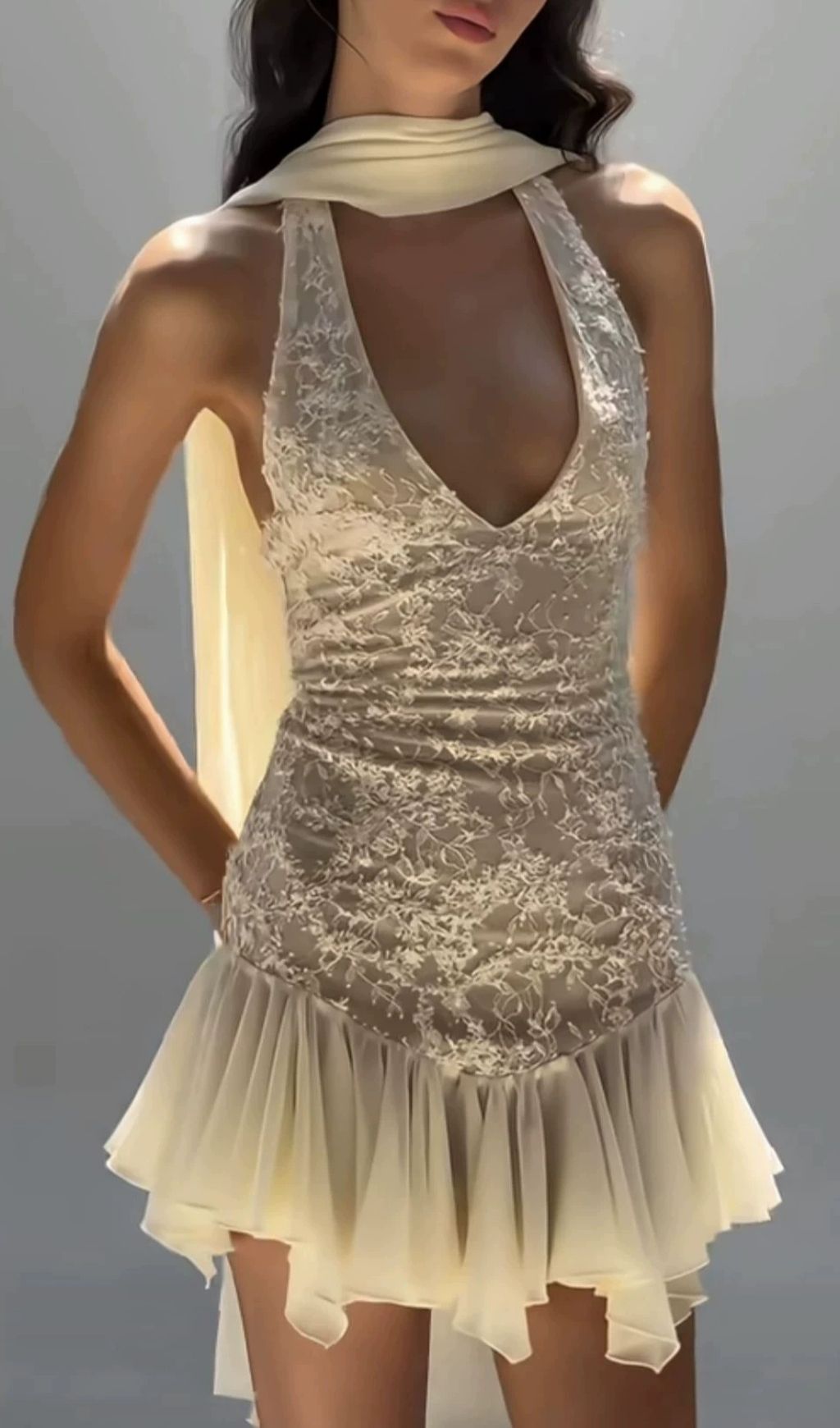 Kleio Sleeveless Lace Mini Dress