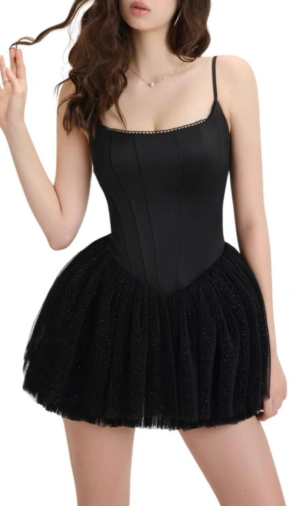 Friso Black Strappy Corset Mini Dress