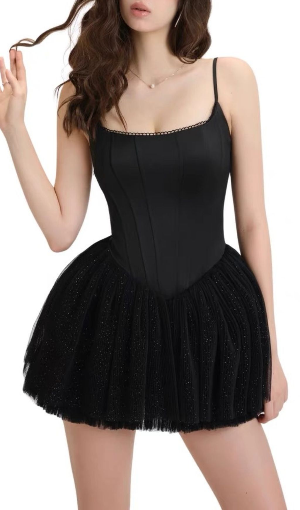 Friso Black Strappy Corset Mini Dress