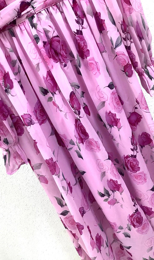 Hinda Floral Printed Long Sleeve Maxi Dress