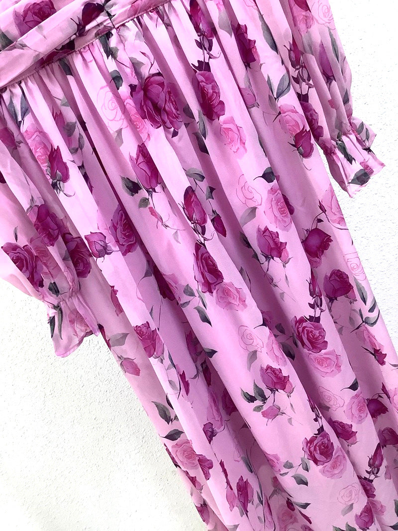 Hinda Floral Printed Long Sleeve Maxi Dress