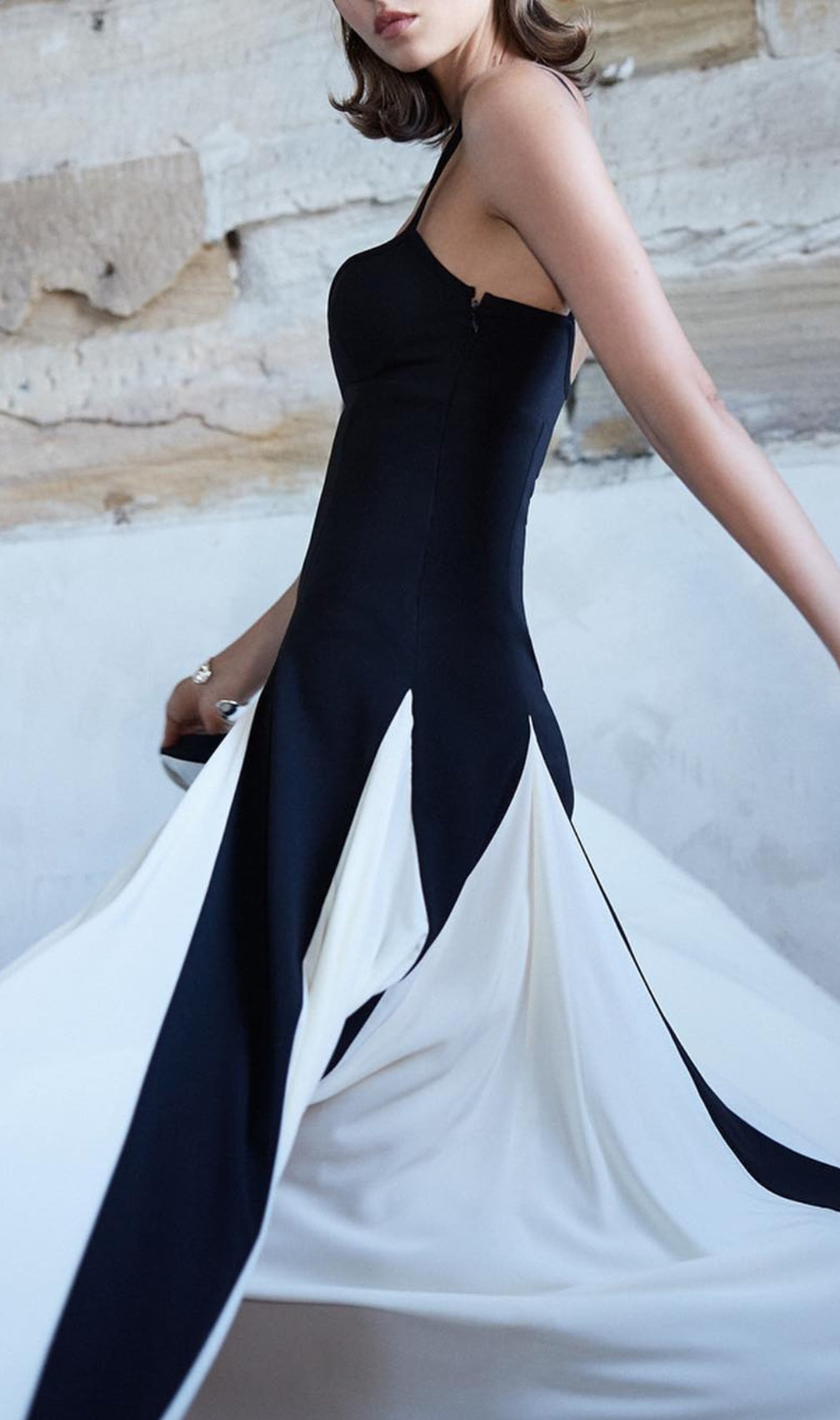 Brynna Black White Patchwork Maxi Dress