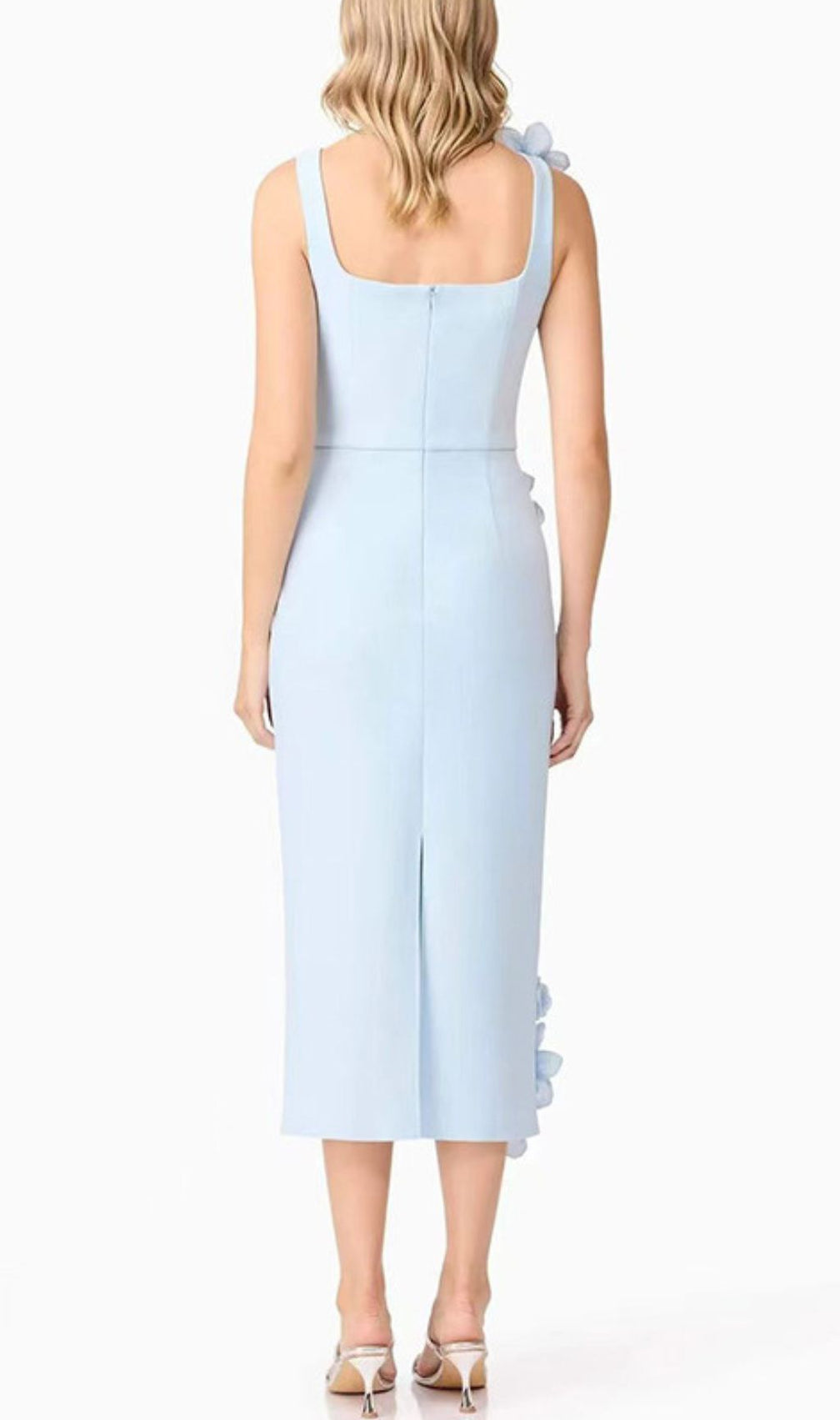 Harper Blue Flower Embellished Midi Dress