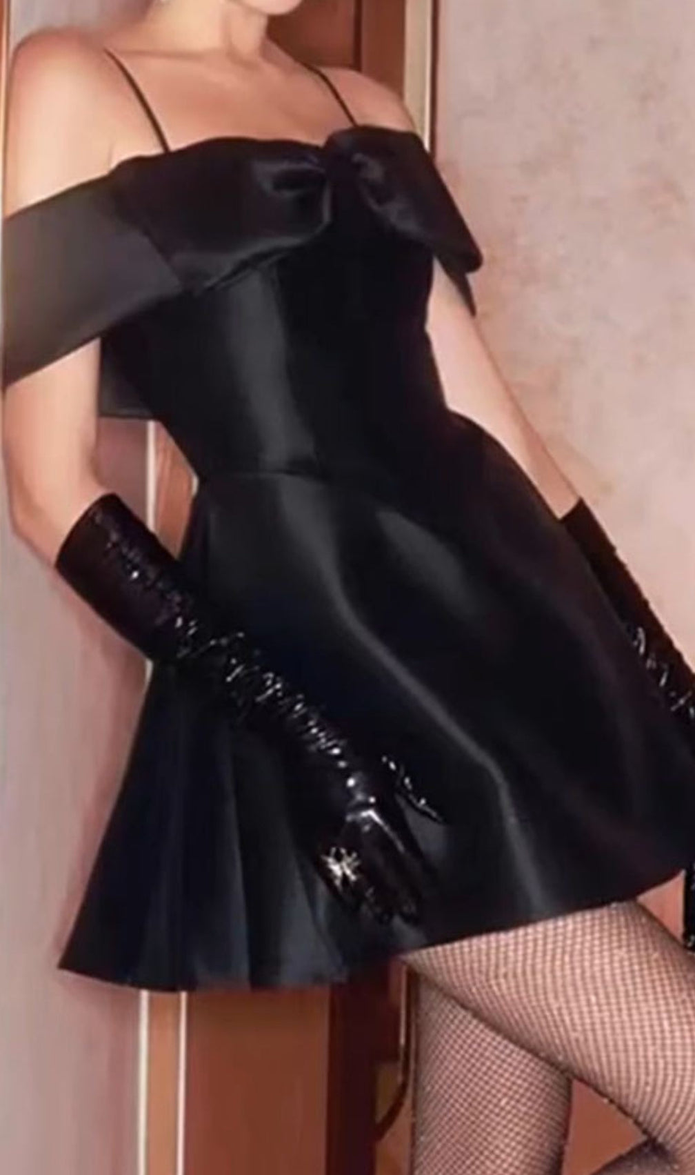 Agrata Black Bow Corset Mini Dress
