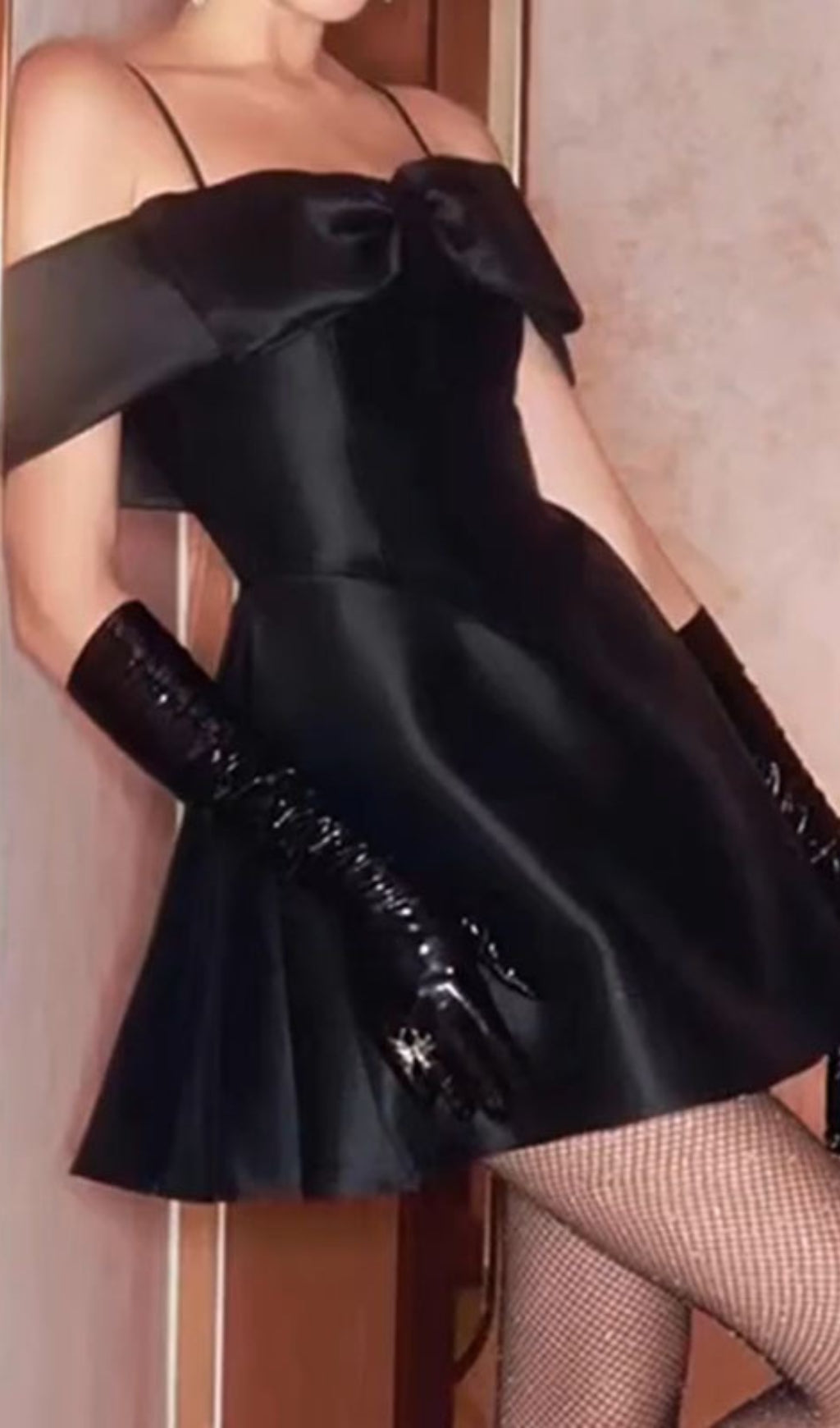 Agrata Black Bow Corset Mini Dress