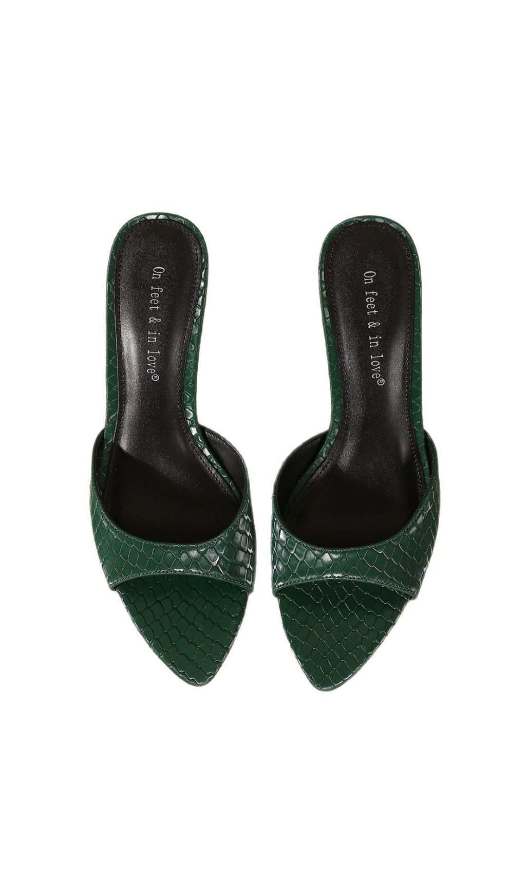 Hooper Emerald Green Snakeskin Pointed-Toe Mules - On Feet & In Love®