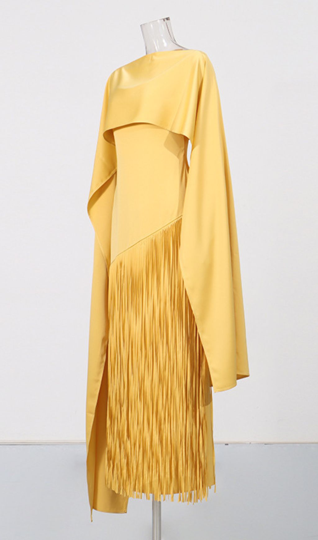Kalona Ethereal Cape & Tassel Maxi Gown - Dramatic Evening Wear