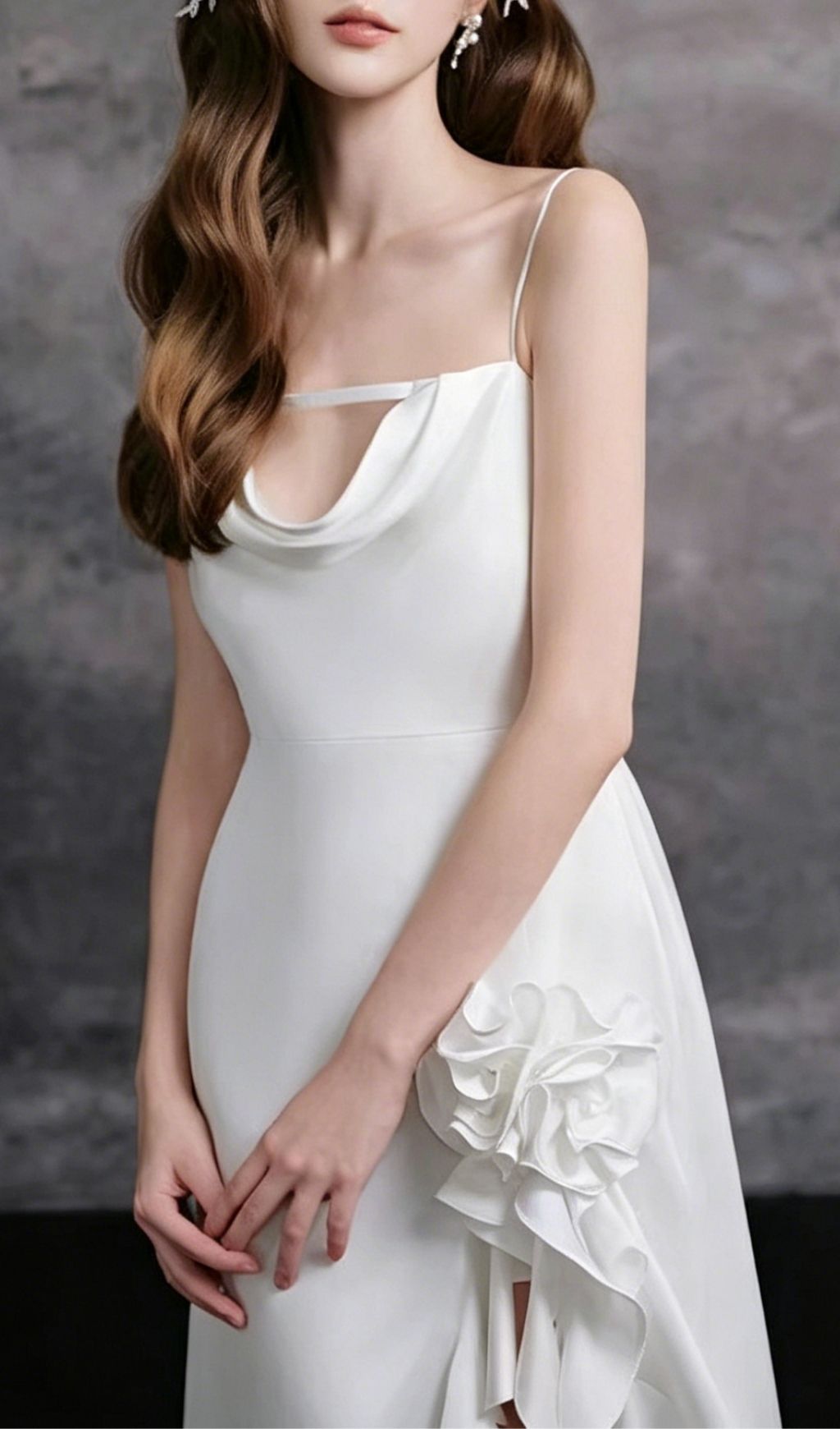 Kirana White Strappy Flower Ruffle Maxi Dress