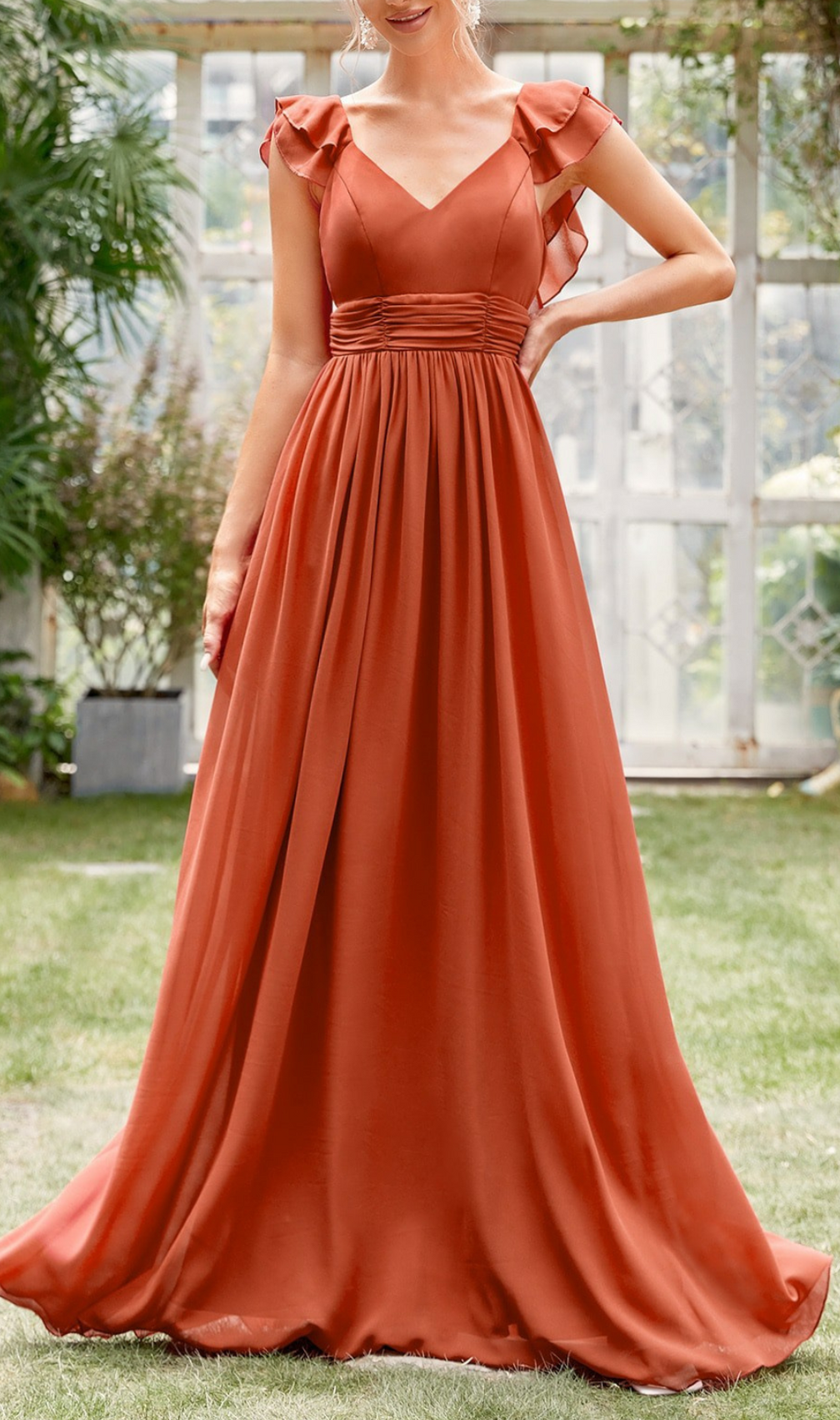 Gersemi V-Neck Ruffle Maxi Dress