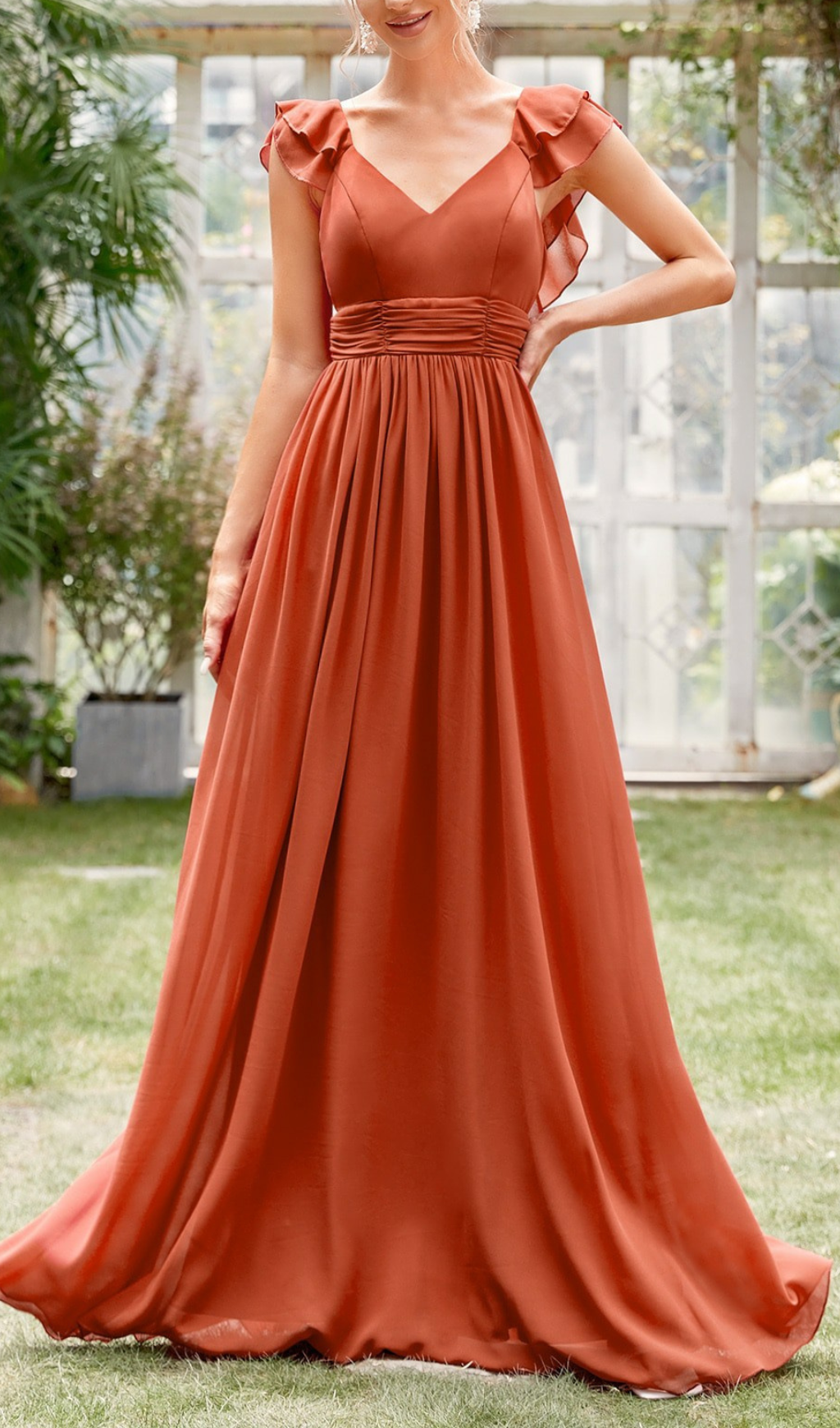 Gersemi V-Neck Ruffle Maxi Dress