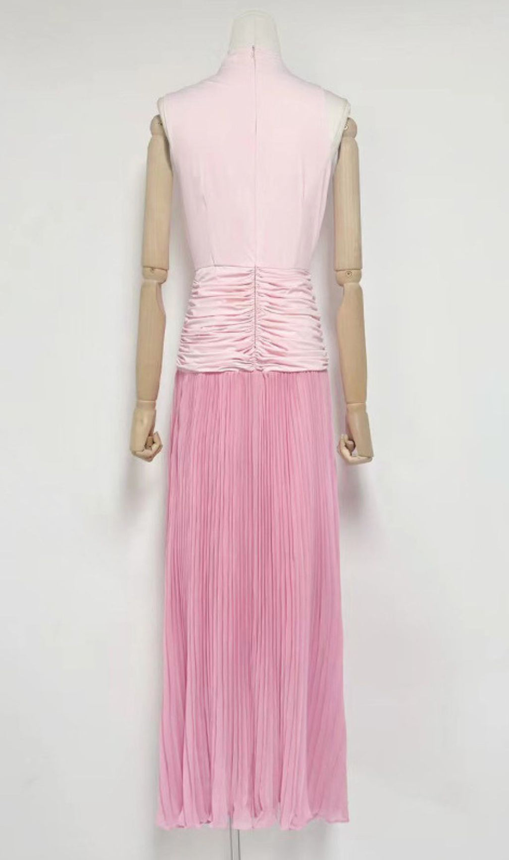 Juliana Draped & Pleated Maxi Dress - Elegant Rose Pink Sleeveless Gown