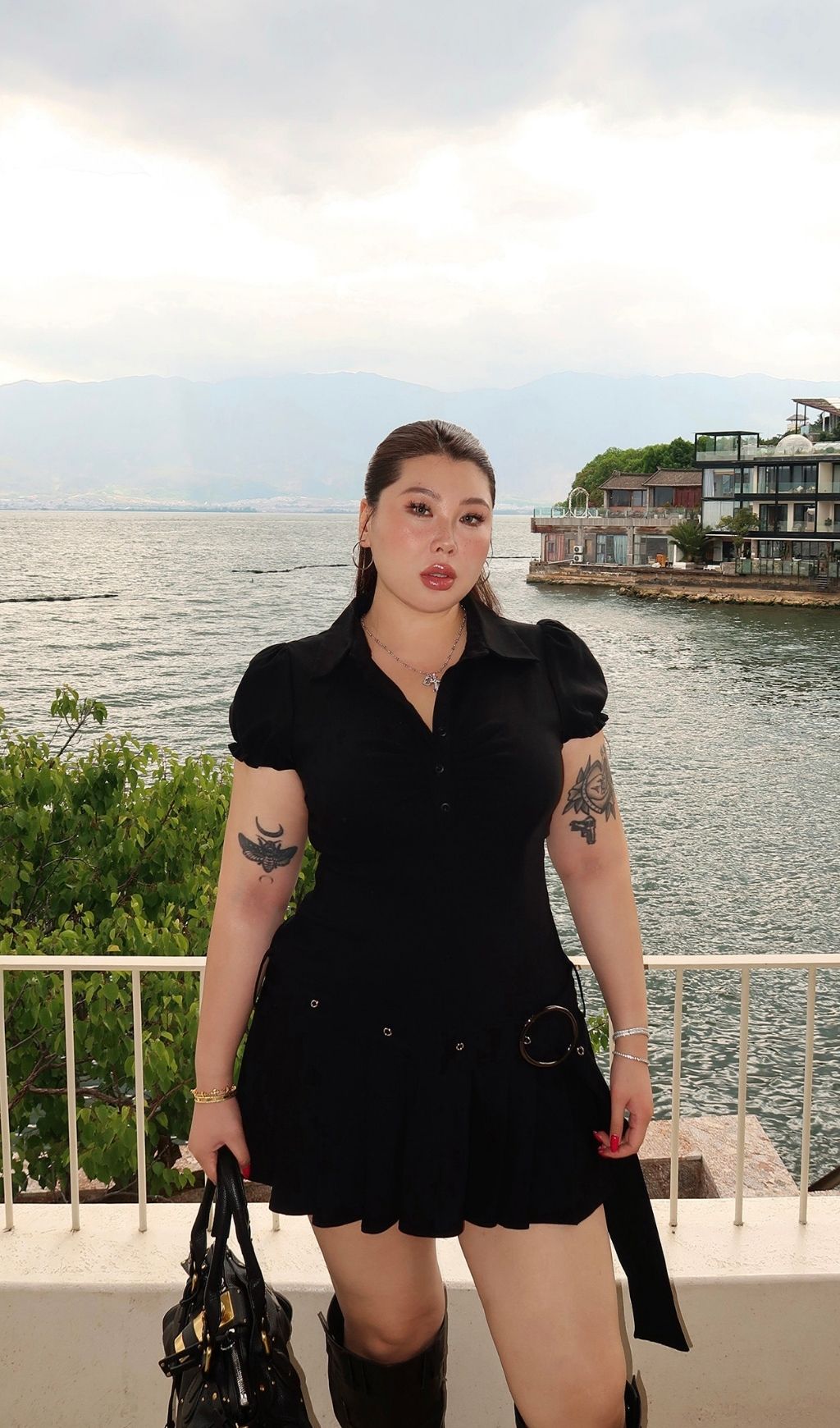 Lainie Black Plus Size Mini Dress