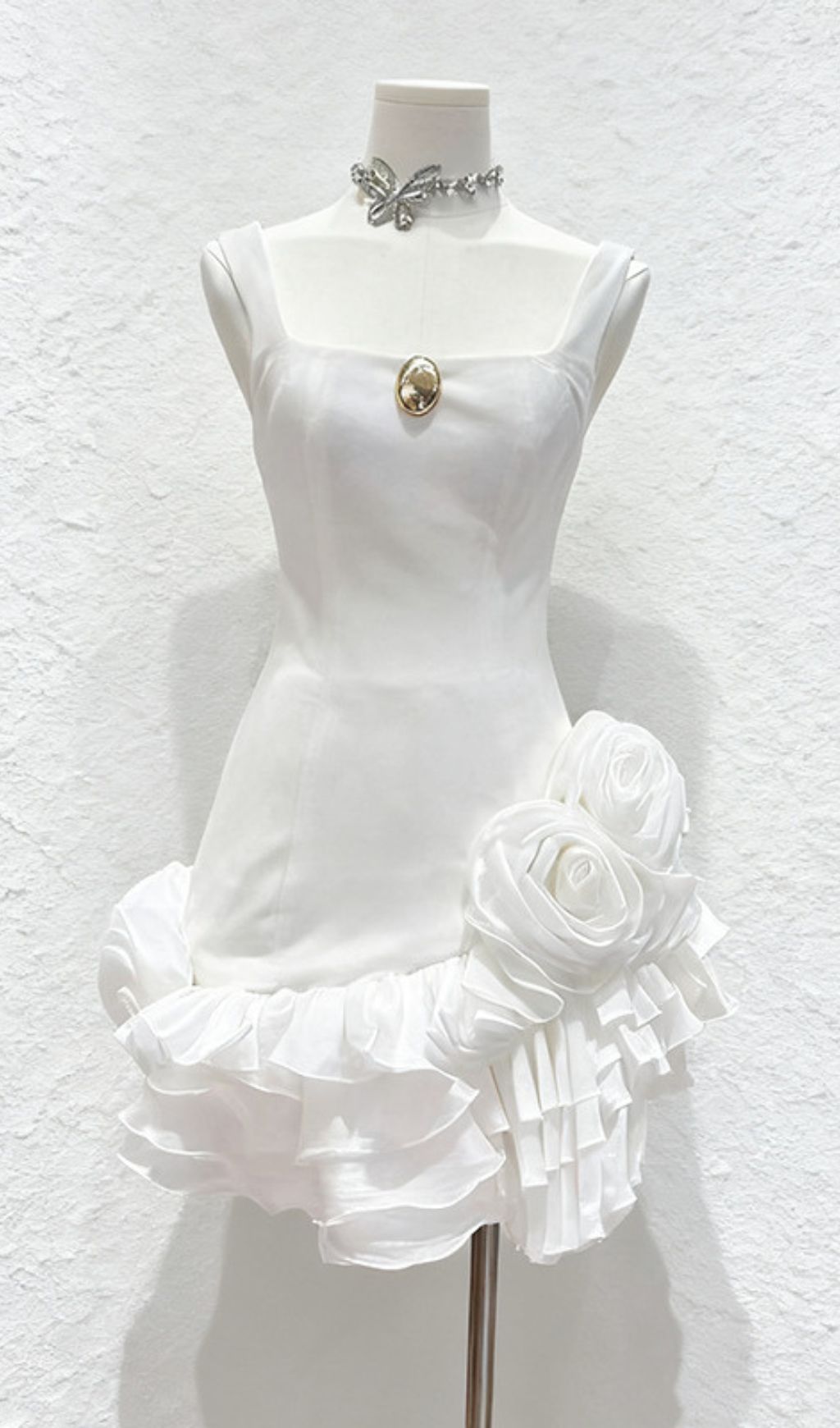 Fern Velvet Rose Ruffle Mini Dress - Strappy Party & Cocktail Dress