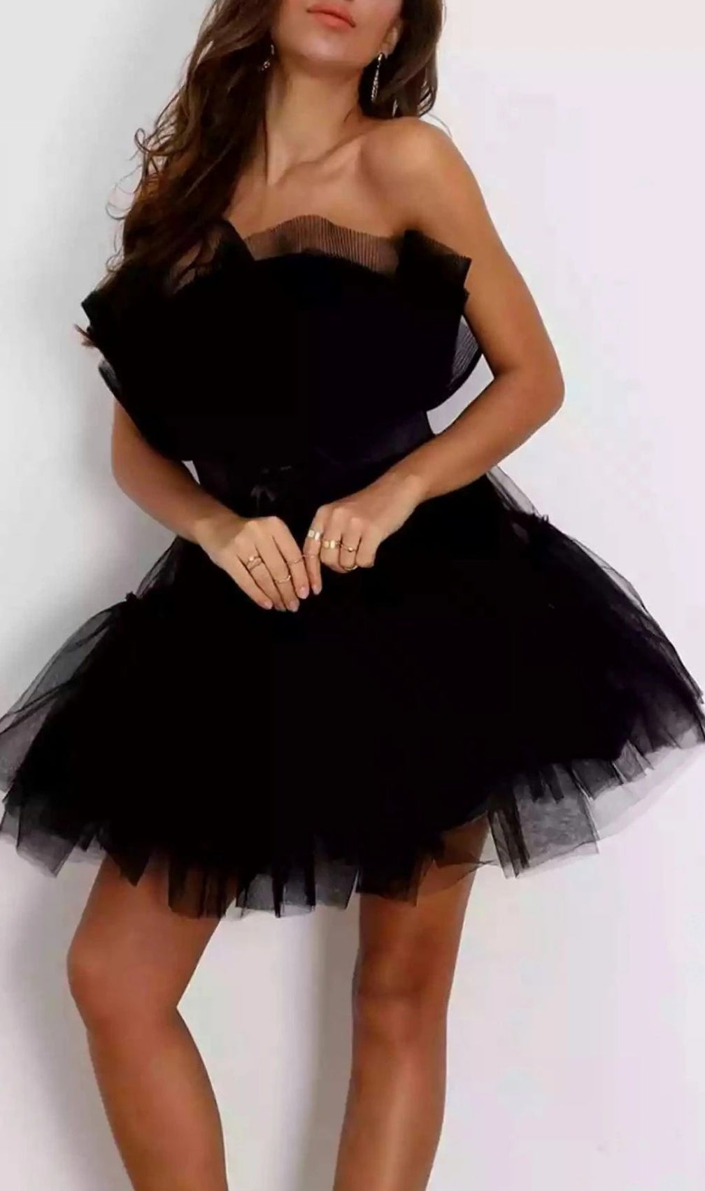 Frederica Bow-Accent Waist-Cinched Strapless Dress