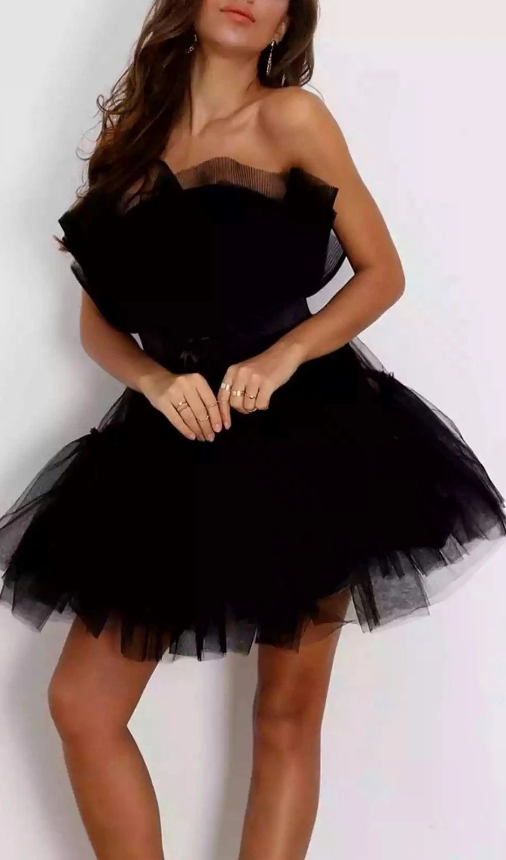 Frederica Bow-Accent Waist-Cinched Strapless Dress