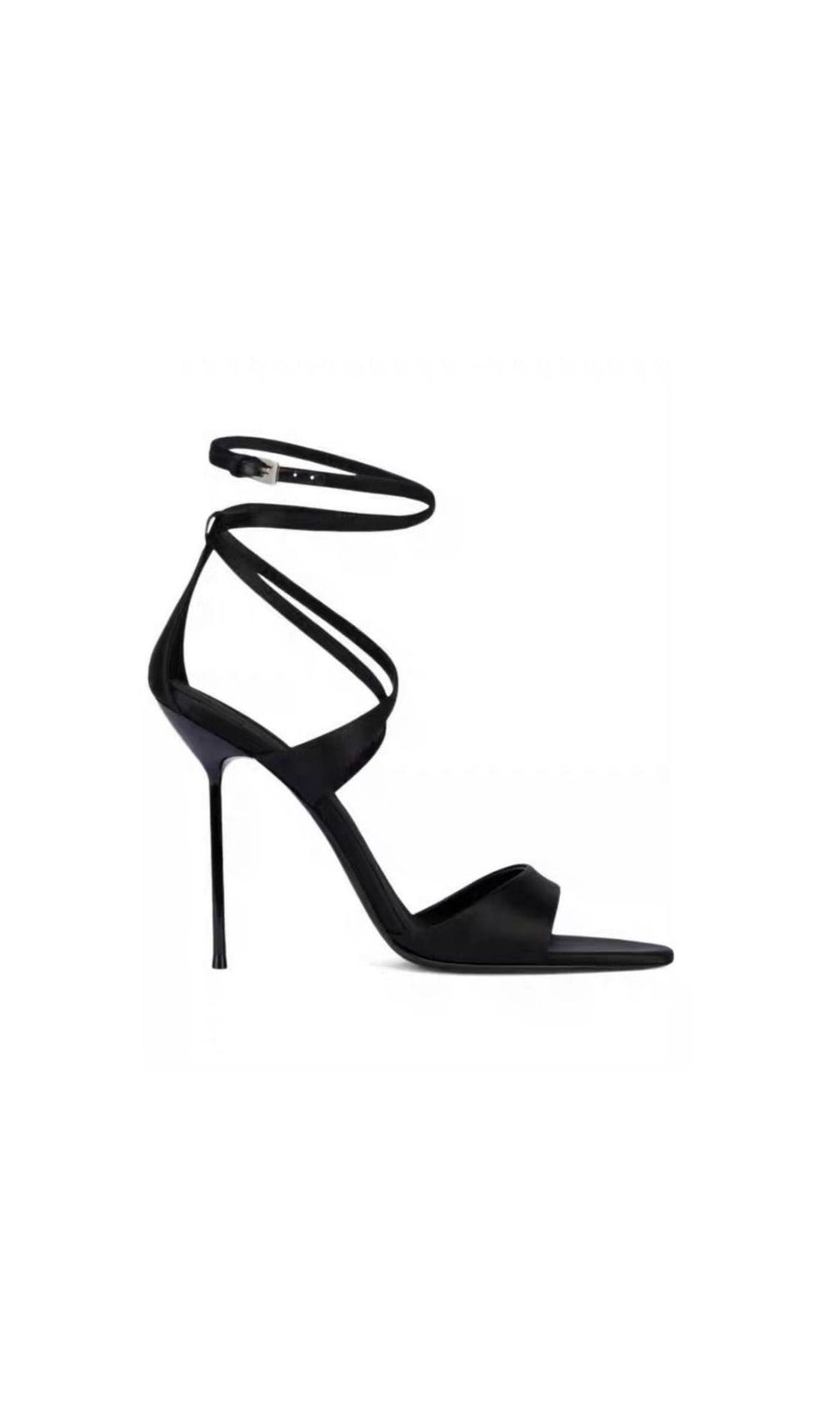 Katana Black Ankle Strap Stiletto Heels - Architectural Elegance & Power