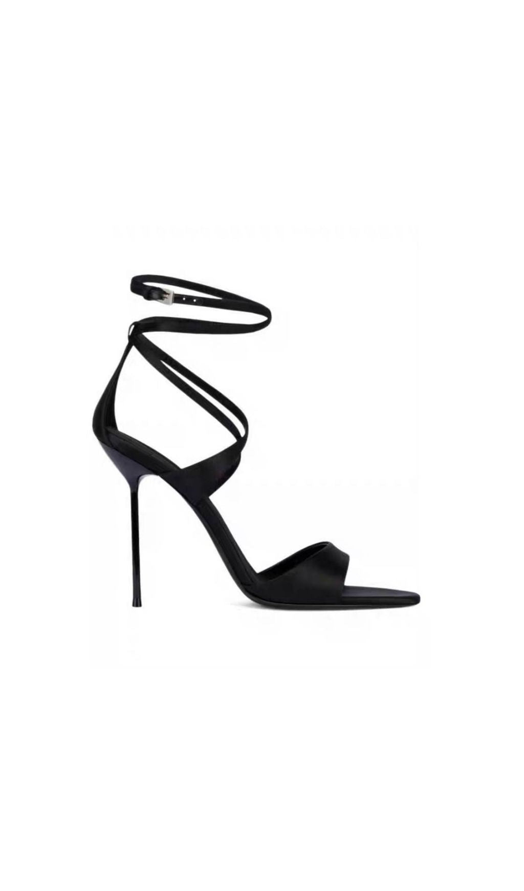 Katana Black Ankle Strap Stiletto Heels - Architectural Elegance & Power