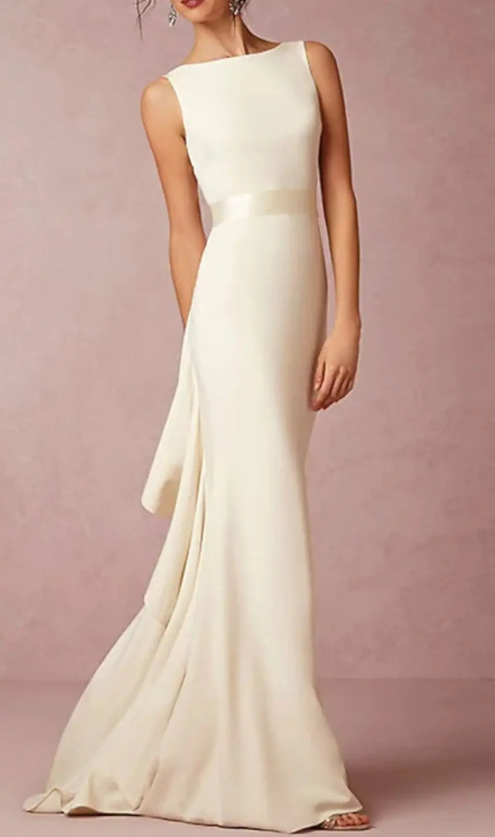 Laminated Ruffle Sleeveless Dress In White