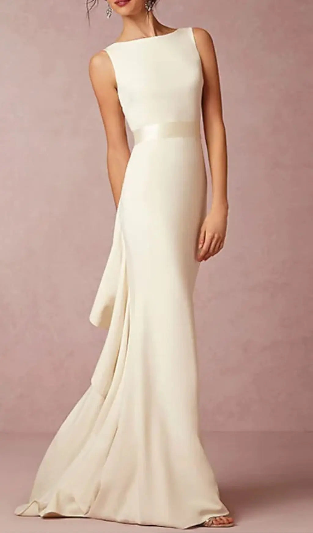 Laminated Ruffle Sleeveless Dress In White