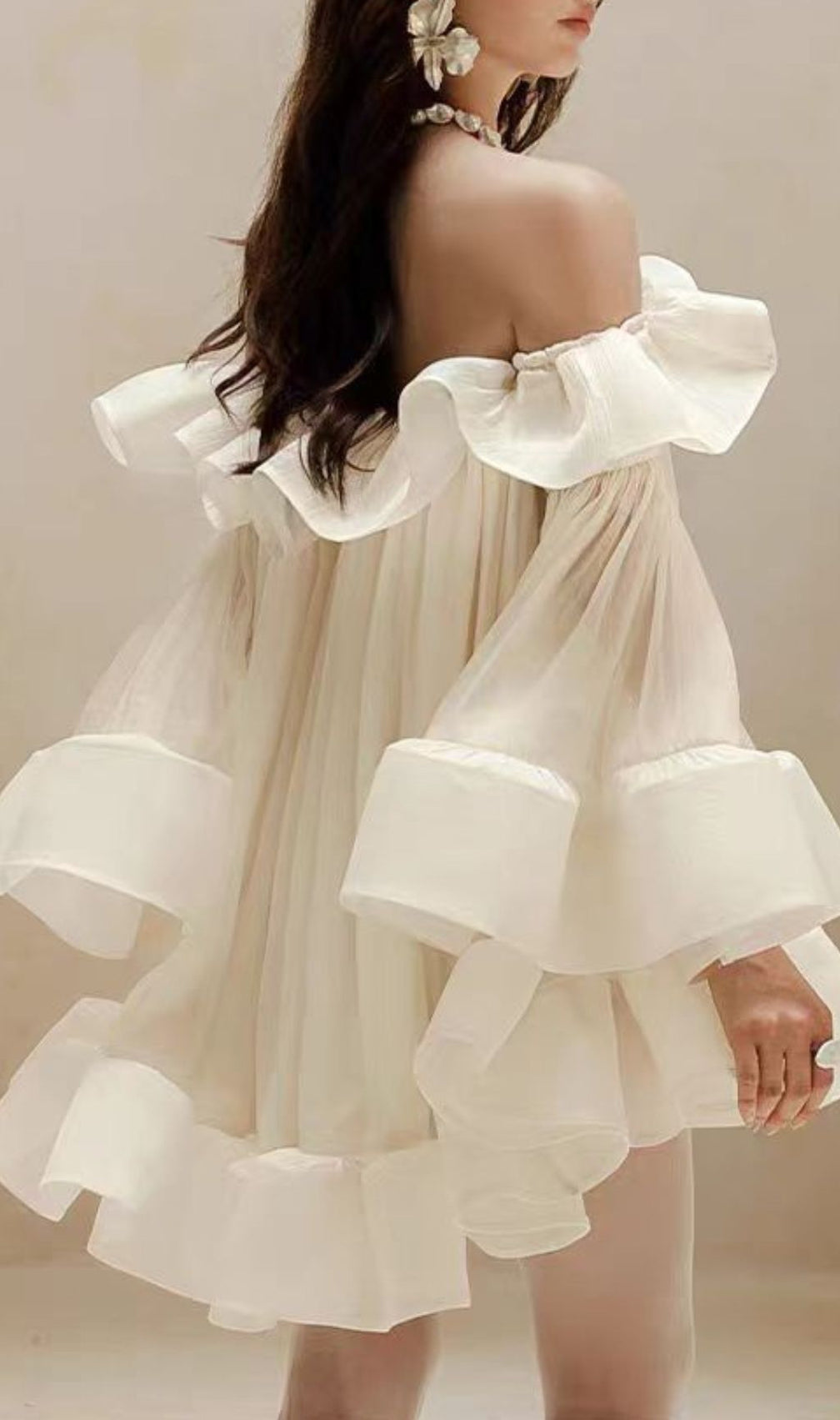 Jolie Ethereal Off-Shoulder Ruffle Mini Dress - Flowy Summer & Party Style