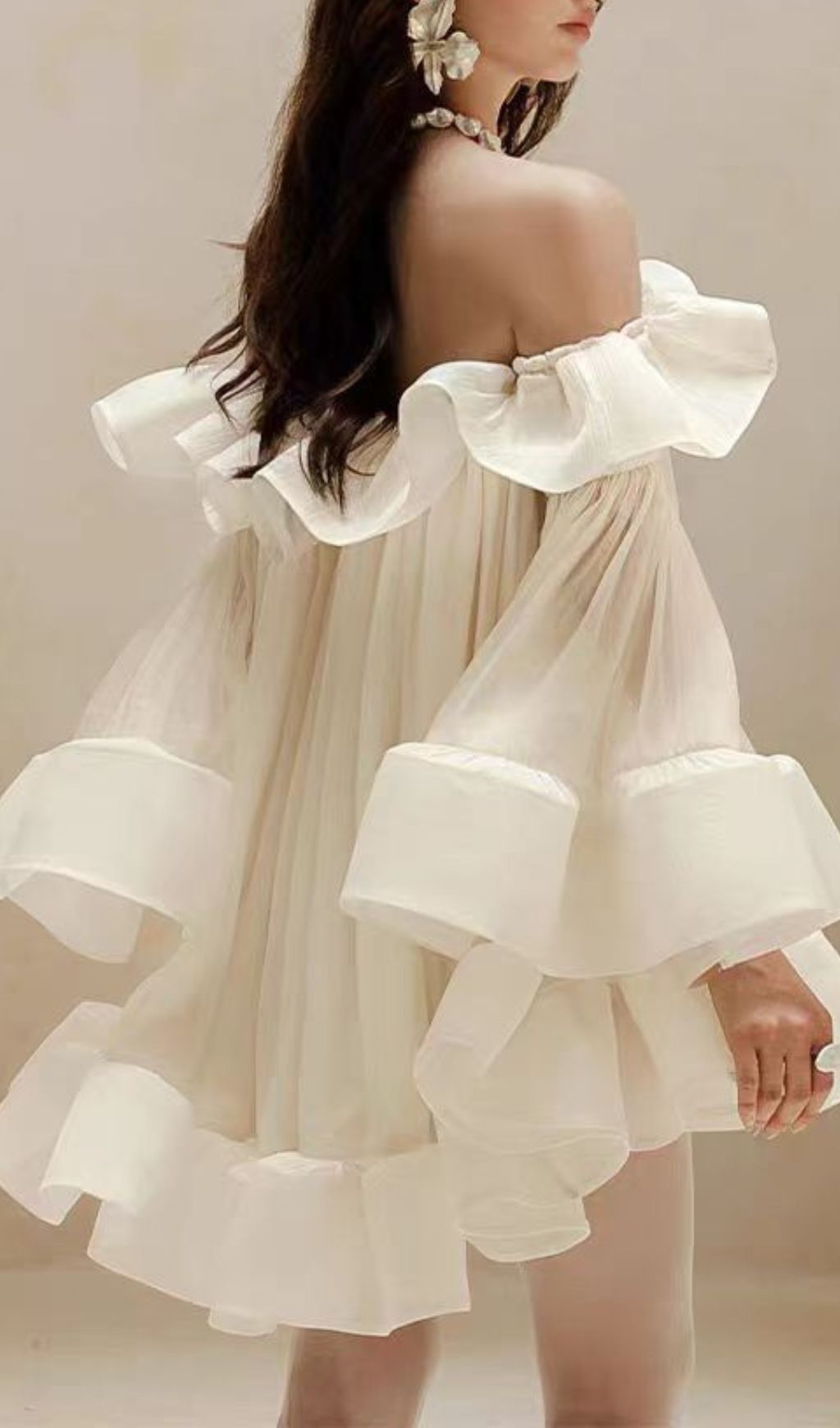 Jolie Ethereal Off-Shoulder Ruffle Mini Dress - Flowy Summer & Party Style