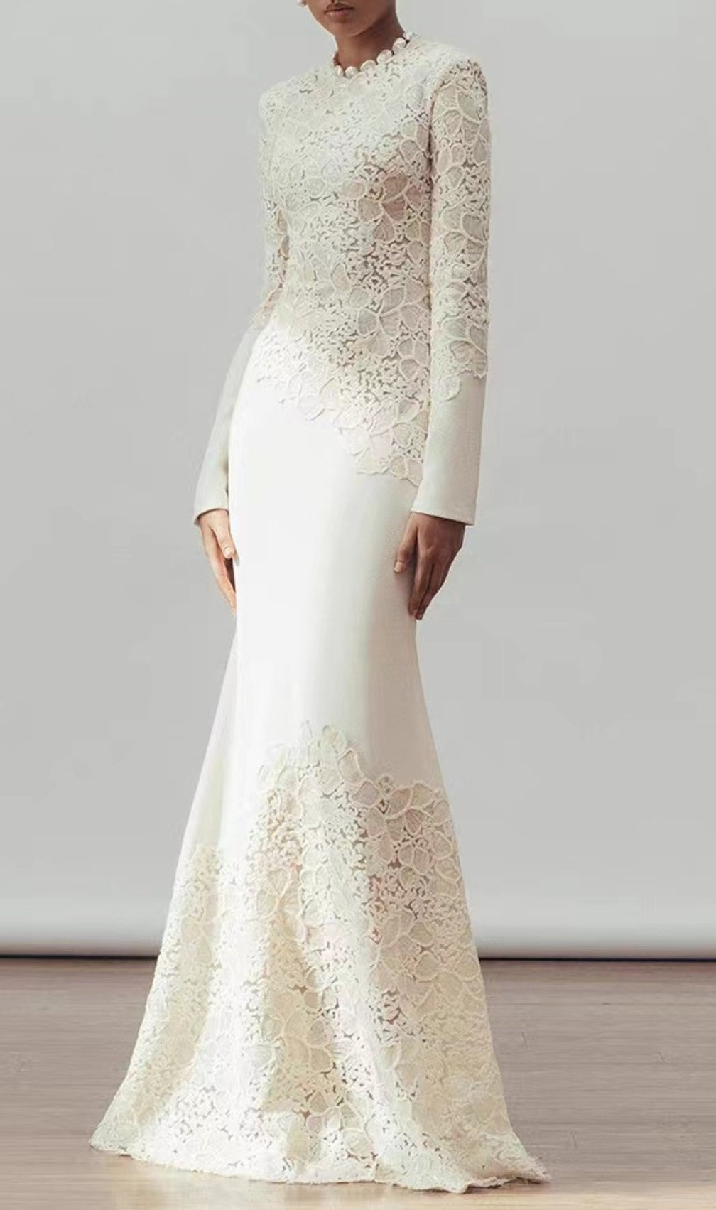 Elodie Lace Embroidery Long Sleeve Maxi Dress