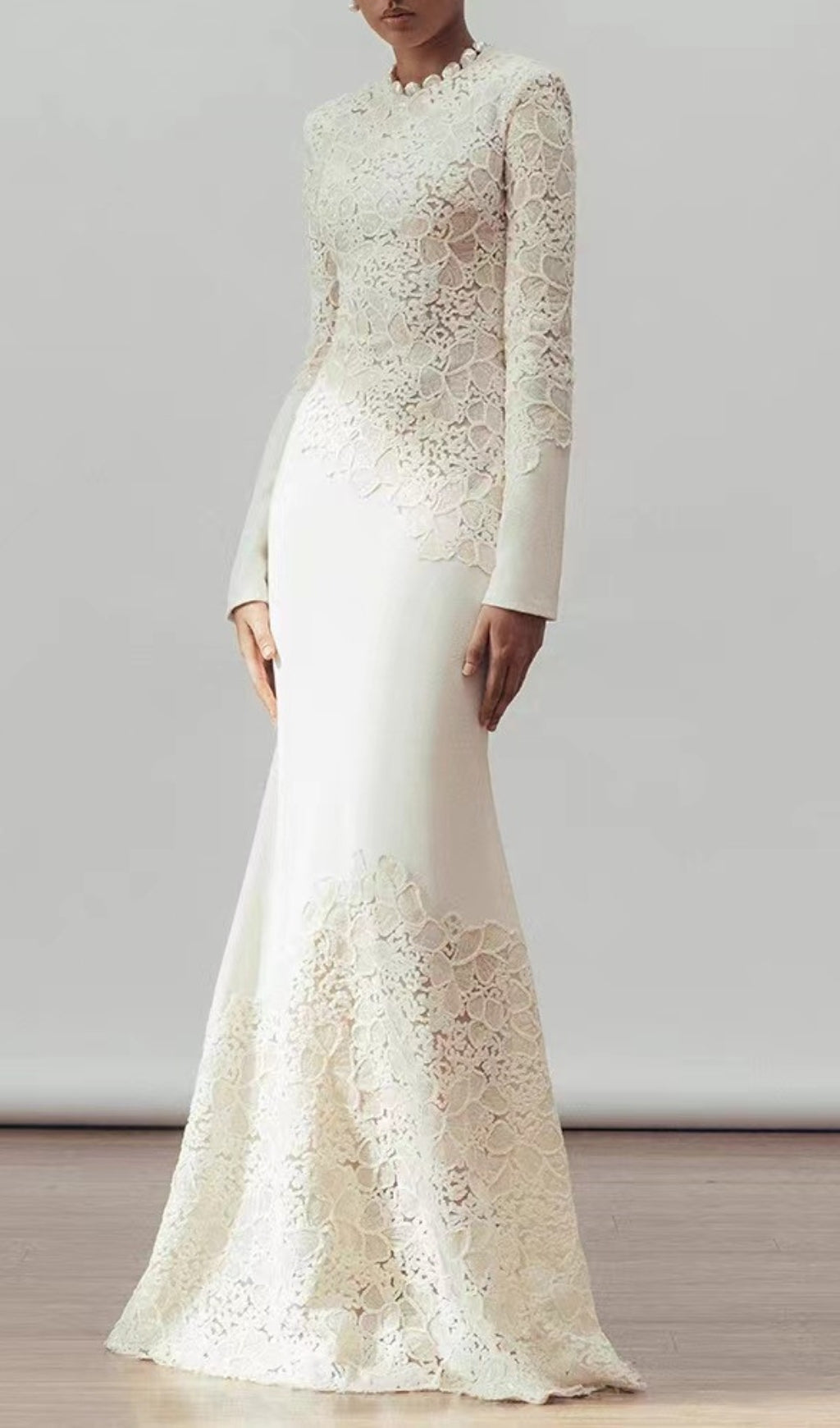 Elodie Lace Embroidery Long Sleeve Maxi Dress