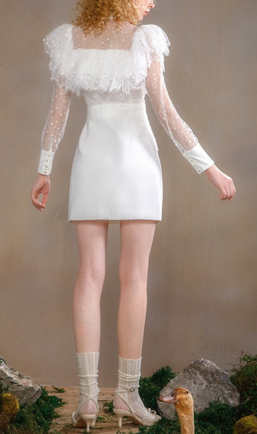 Alyshea Ruffle Mesh Mini Dress