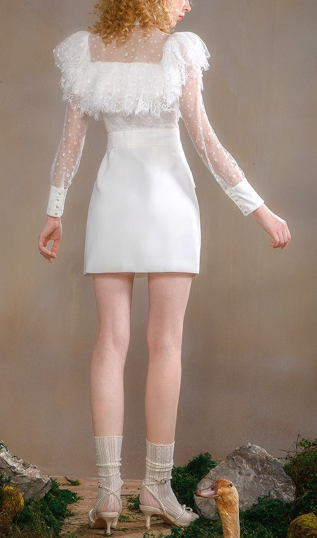 Alyshea Ruffle Mesh Mini Dress