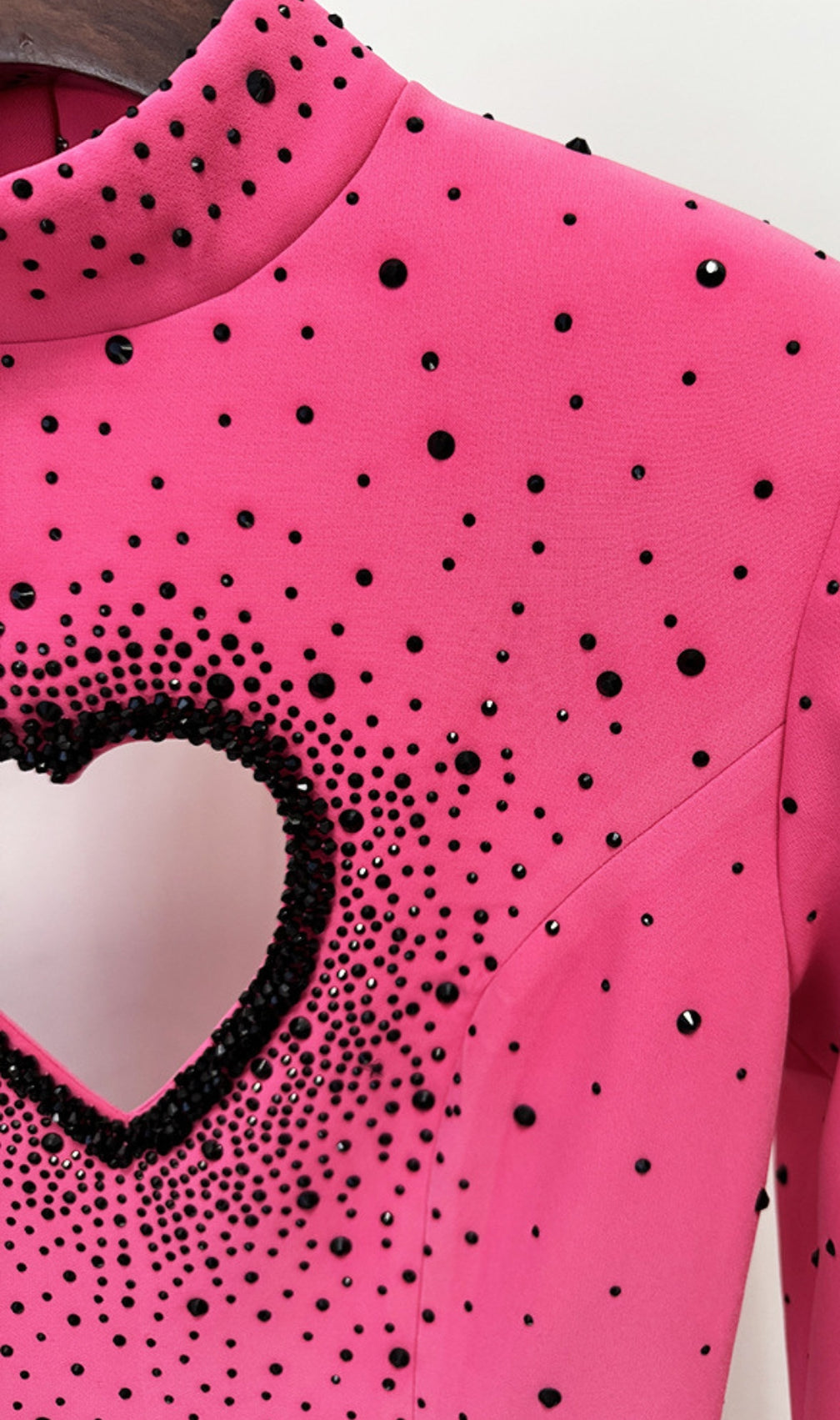 Duri Pink Heart Embellished Long Sleeve Maxi Dress