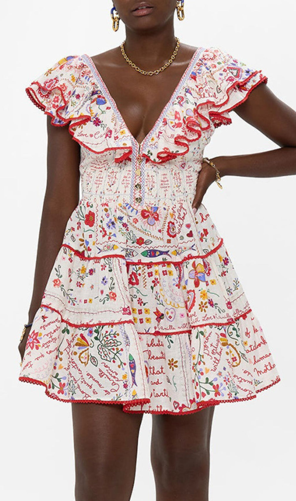 Gelsey Printed V-Neck Mini Dress