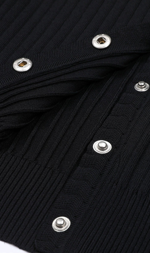 Jackie Black Ribbed Knit Maxi Dress & Cardigan Set - Effortless 2-Piece Style