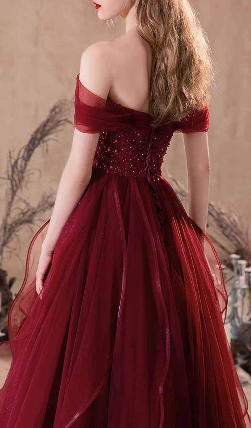 Kasandra Scarlet Red Off-Shoulder Ruffle Tulle Gown - Elegant Formal Maxi Dress