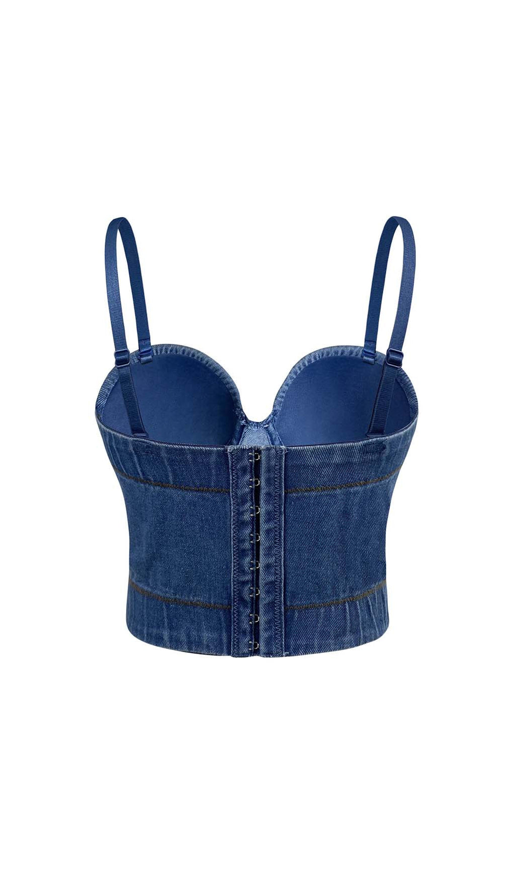 Rhinestone Backless Cropped Top In Navy Blue