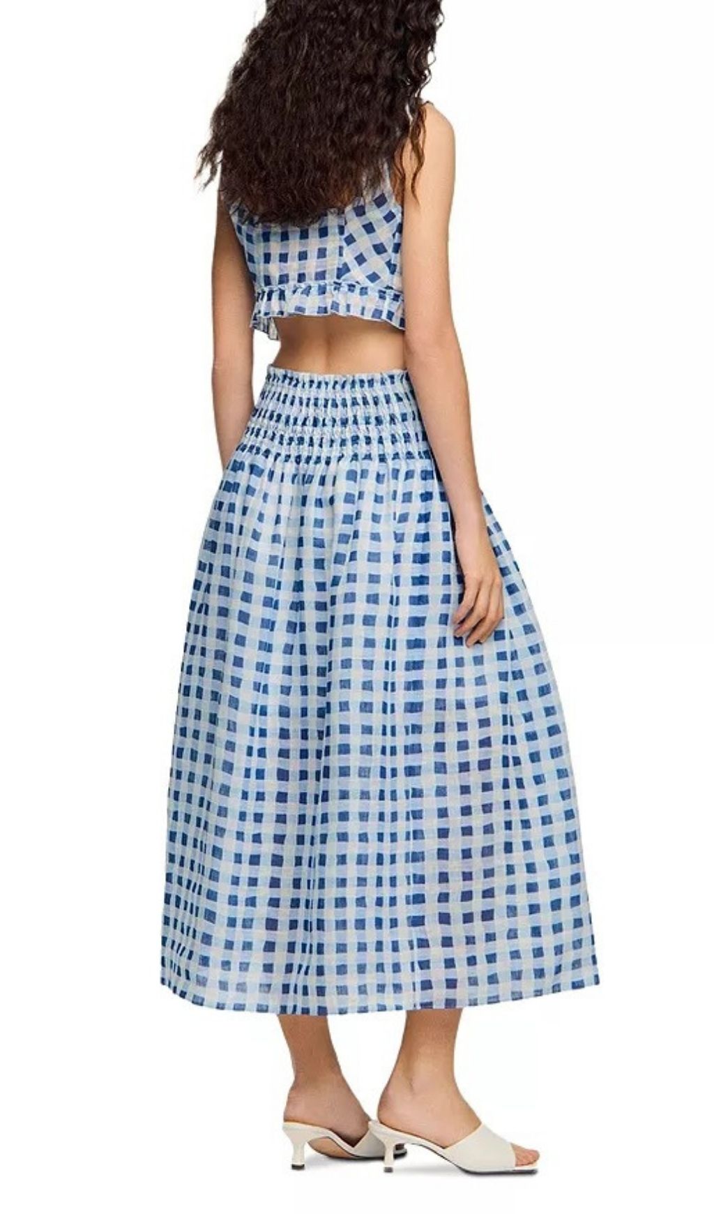 Poppy Gingham Linen Blend Maxi Skirt